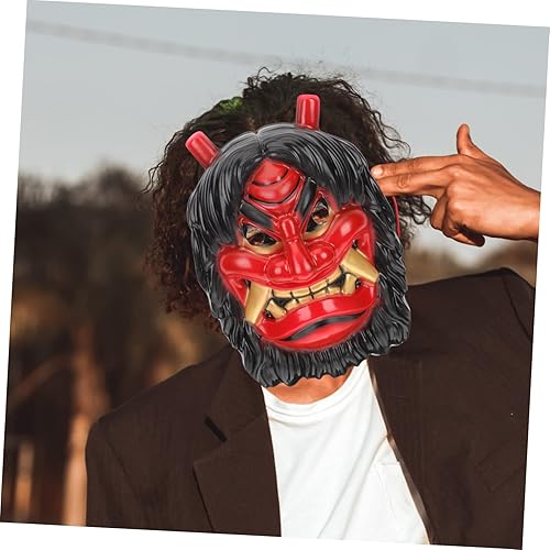Miniatura 3 de BESTOYARD Máscara de fiesta para decoración de 2 piezas, máscara de silicona de demonio diablo, samurái japonés, disfraz de Halloween, accesorios de