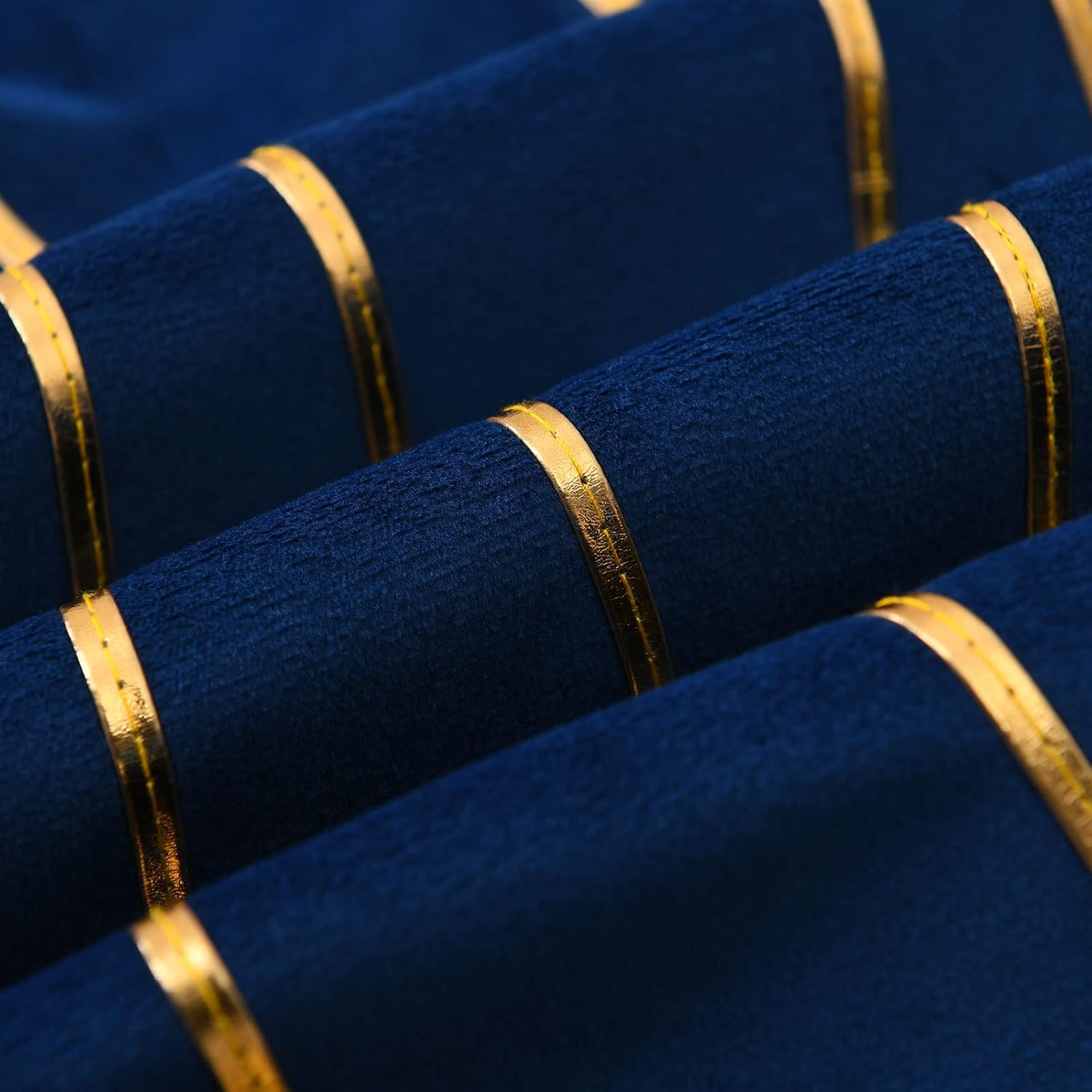 WACOMECO Soft Throw Pillow Covers - Pack of 2 Velvet Decorative Cushion Covers Cases for Sofa Bedroom Livingroom Car, 20" x 20", Navy Blue and Gold