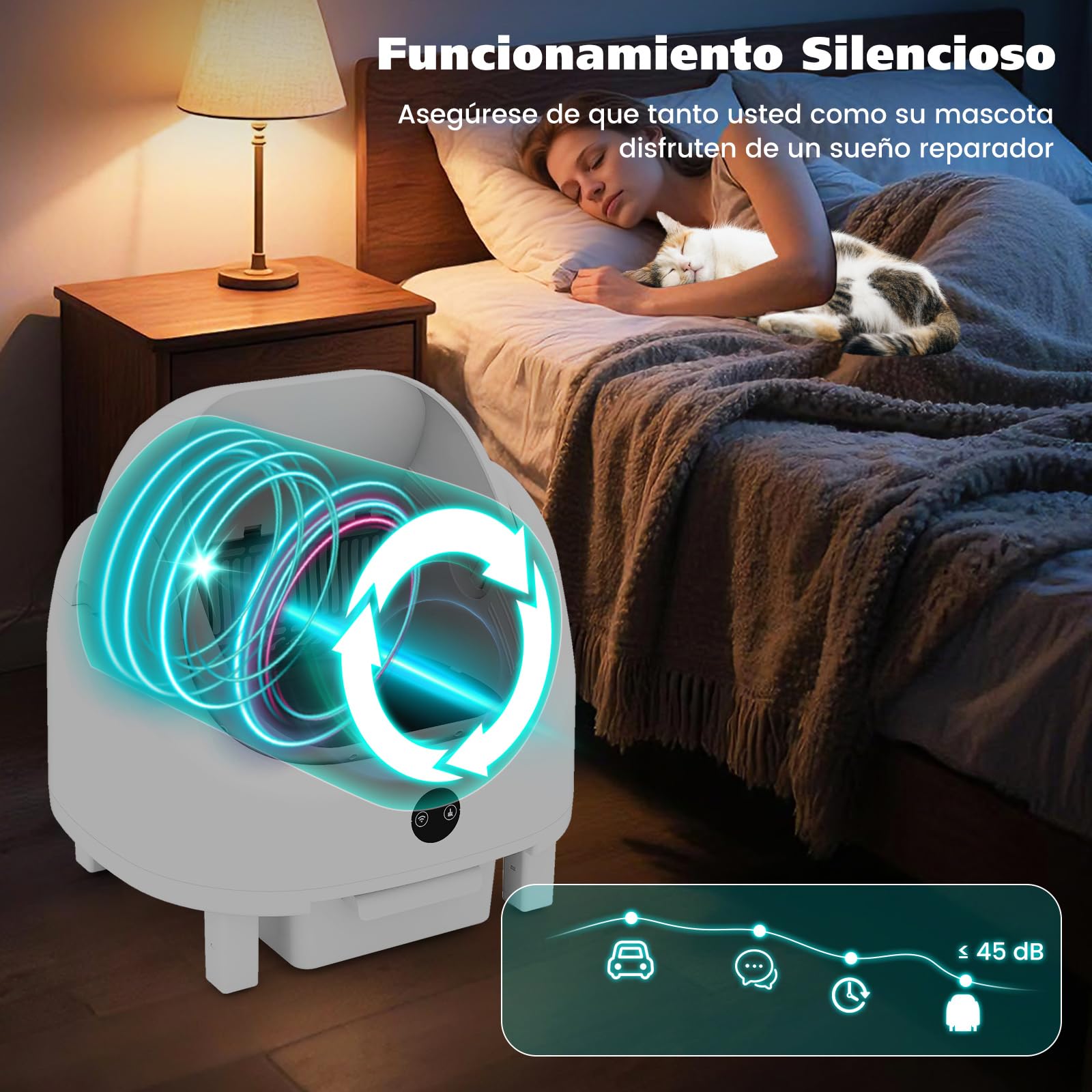 COSTWAY Arenero Gatos Autolimpiable, Diseño Abierto, Apertura de 39x39 cm, Arenero Automático para Gatos con Control por APP, Sin Olores, Sensores de Seguridad, Silencioso, Caja de Arena Autolimpiable