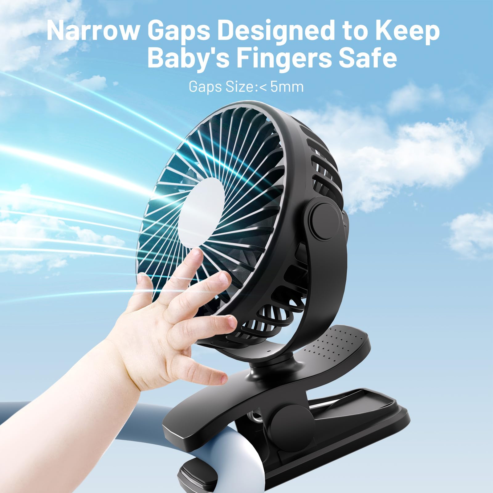 Ventilador portátil con clip alimentado por batería, ventilador portátil para viajes, mini ventilador de escritorio personal silencioso de 3 velocidades, rotación de 360° recargable para acampar 4