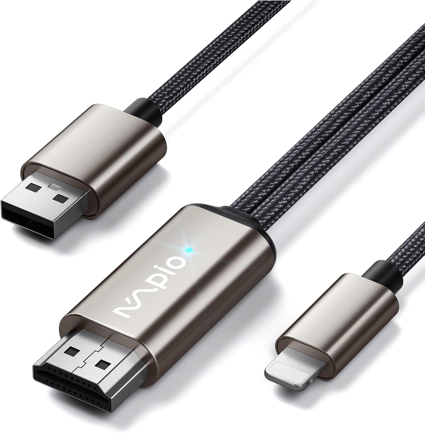 DRYMOKINI HDMI Cable Adapter for iPhone, Plug and Play 1080P Full HD Digital AV Adapter, Sync Screen Connector Compatible with iPhone & iPad, Digital AV Cable to TV/Projector/Monitor