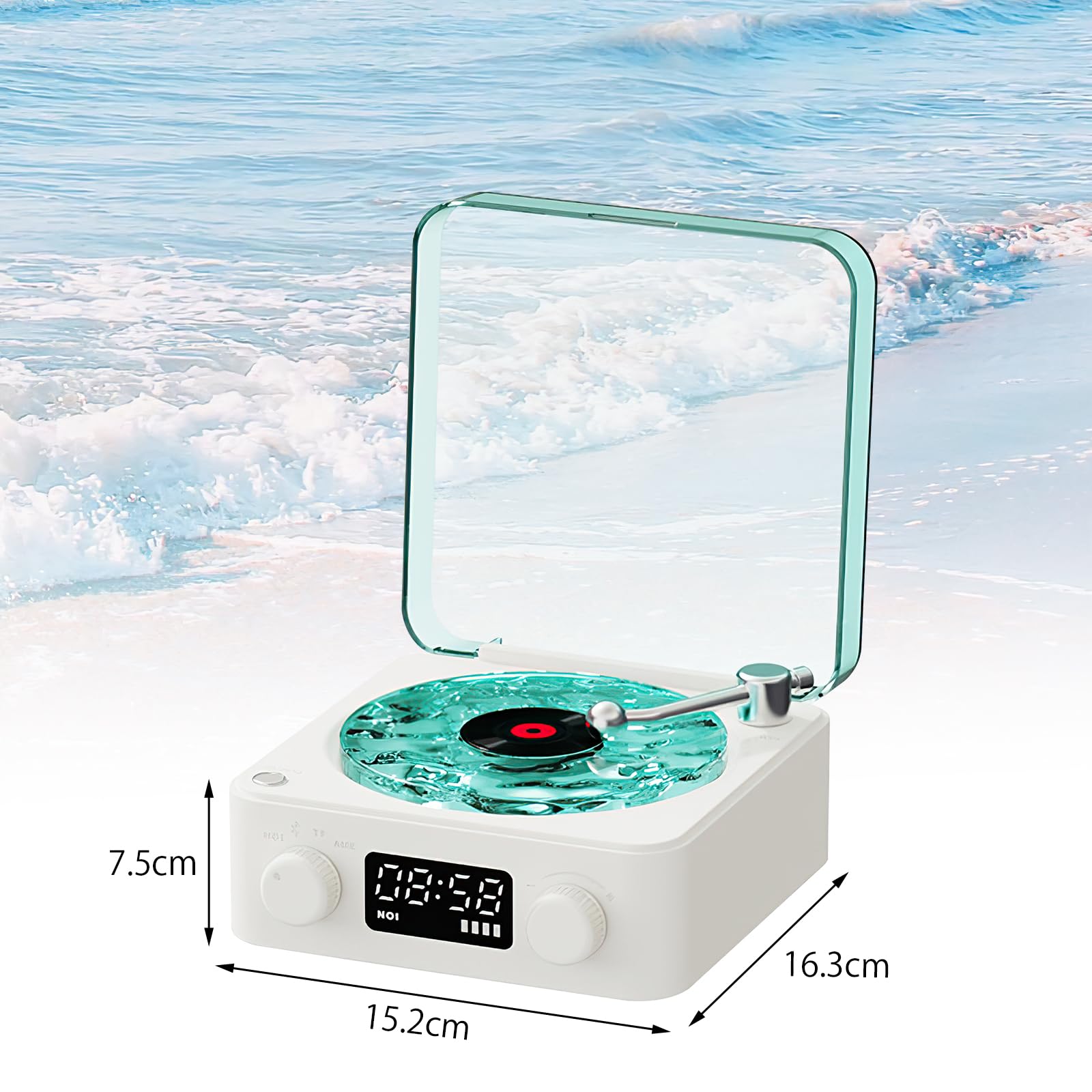 Waves Lecteur Vinyle Aqua Avec Haut-Parleur Bluetooth - Platine Vinyle Vintage Compatible Bluetooth
