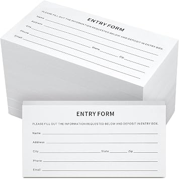 Yeaqee 800 Pcs Raffle Ticket Sheets, Designated Field Entry Forms, Versatile for Drawing Entry Slips & Door Prizes for Collect Name Address Phone Number Email, 5.12 x 2.76 inWhite