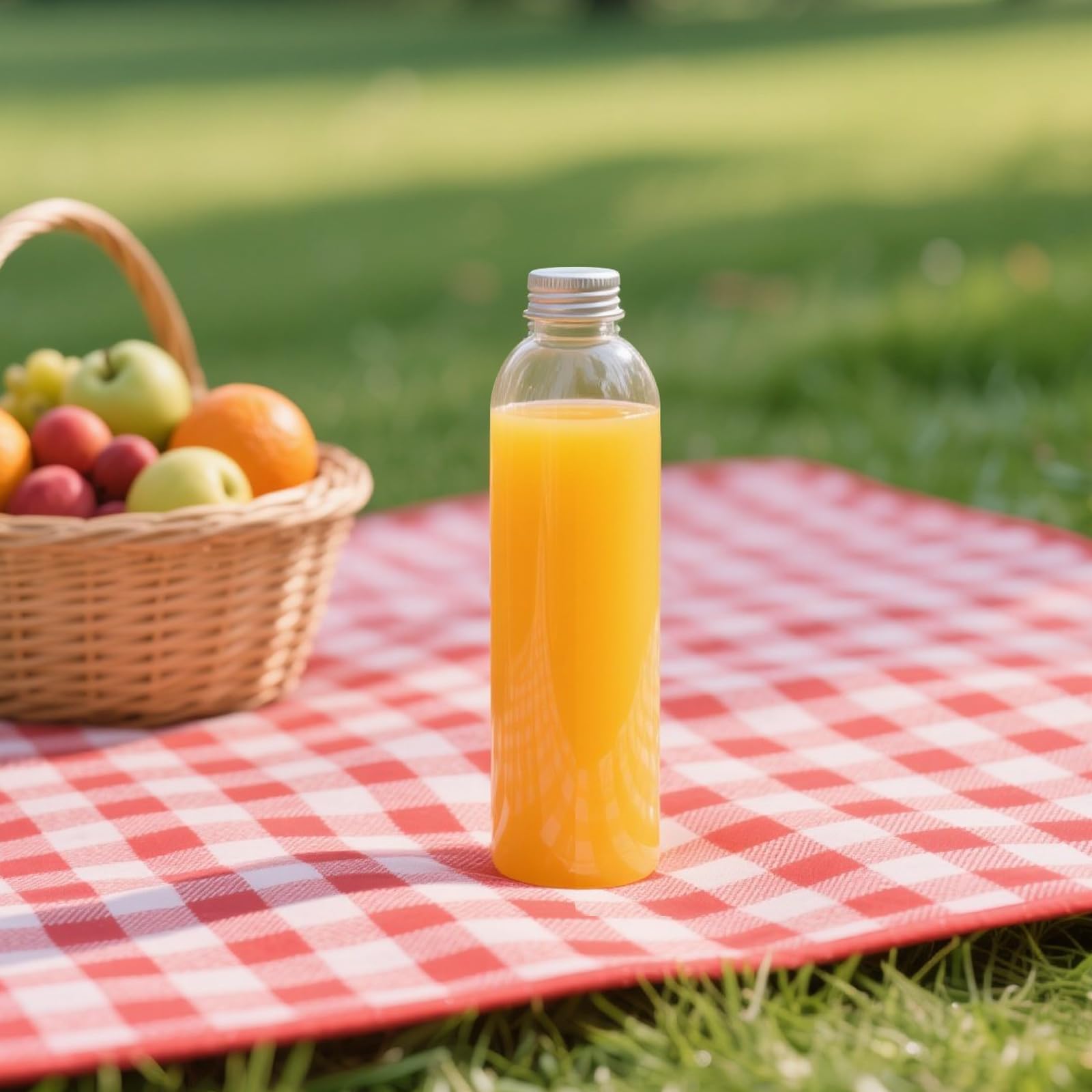 MOUYAT Lot de 18 bouteilles de jus de 500 ml en plastique résistant à la chaleur avec couvercles, bouteilles vides pour jus, lait, smoothie, boissons