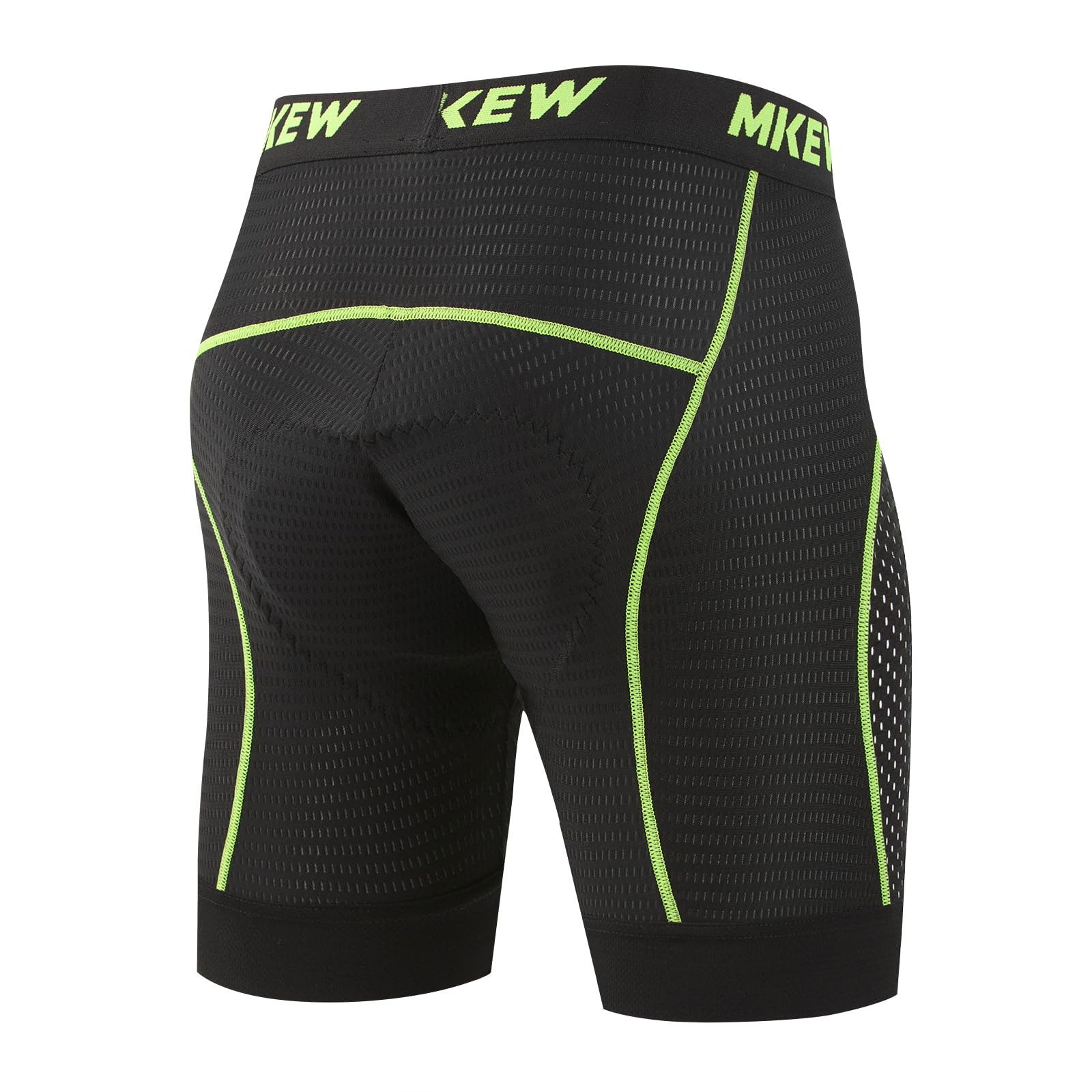 MKEW Men's High Density Sponge Padded Cycling Underwear Bike Shorts Underwear MTB Liner Road Biking Bicycle Clothes (US, Alpha (Alpha), S, Regular, 1, Green)
