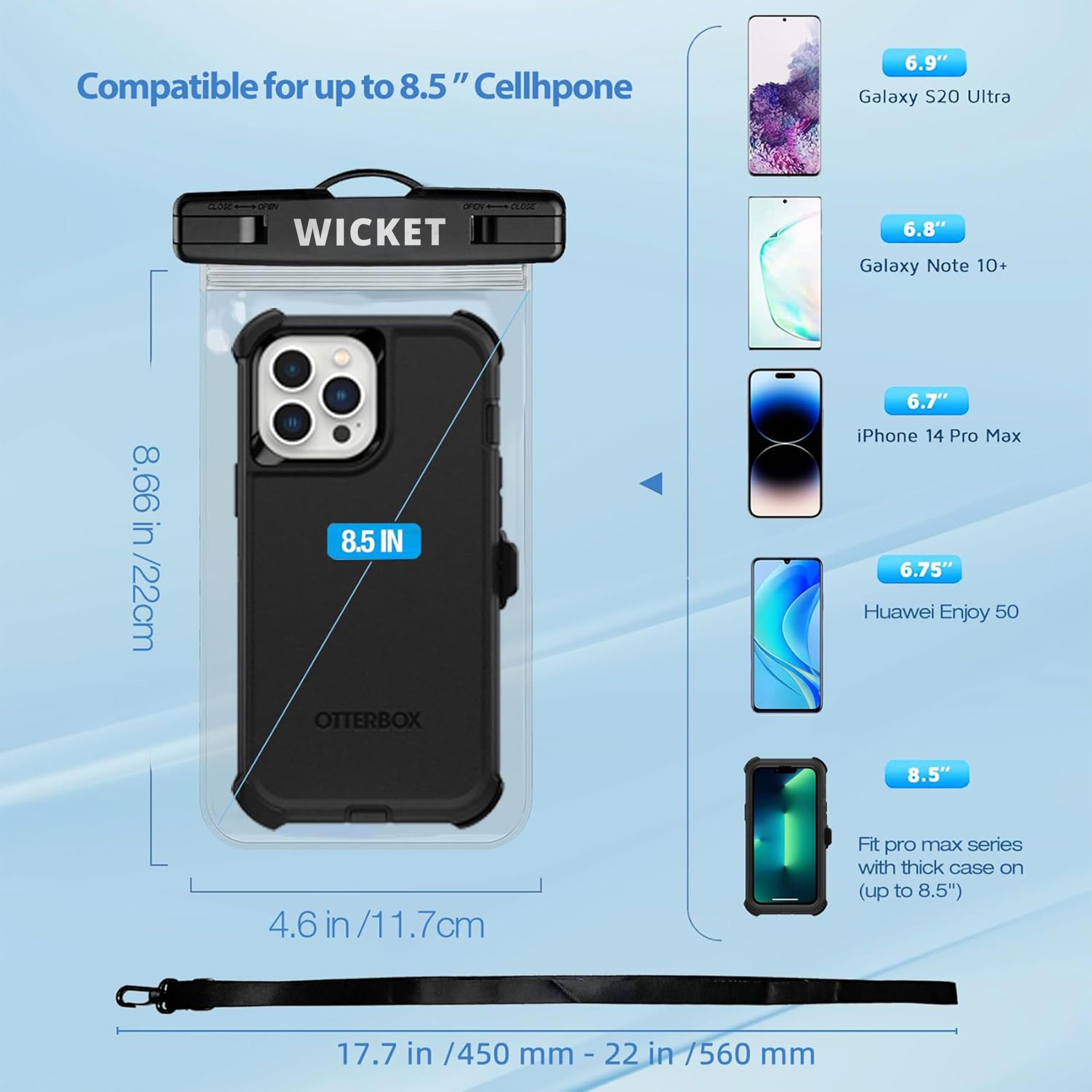 Pochette 100% Etanche Pour Smartphone - Universel (Blanc-Bleu