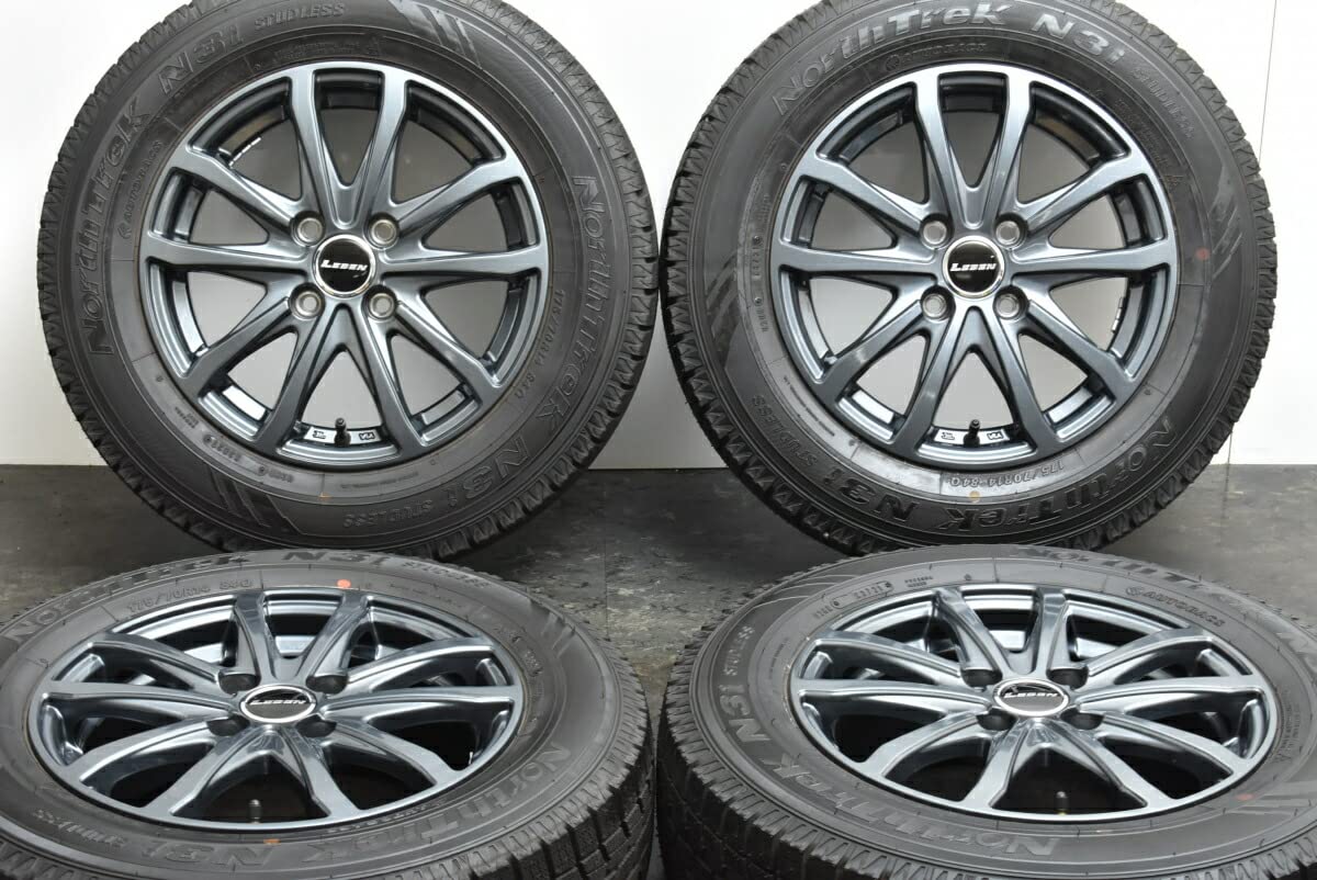 Amazon | 中古 スタッドレスタイヤホイール 4本セット 14インチ 5.5J +  