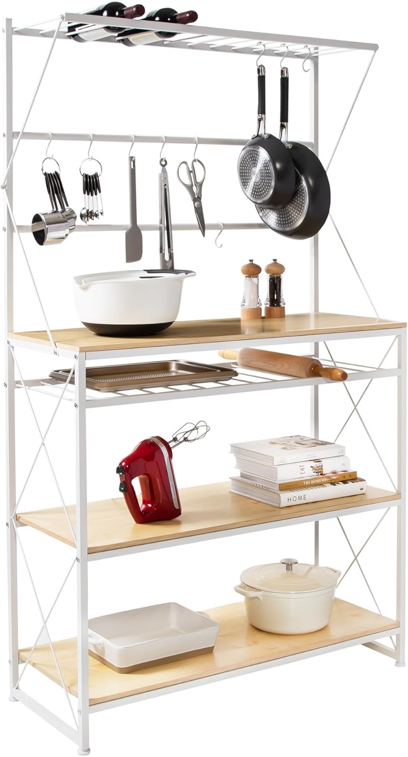 Honey-Can-Do Kitchen Baker’s Rack, White/Oak SHF-09513 White
