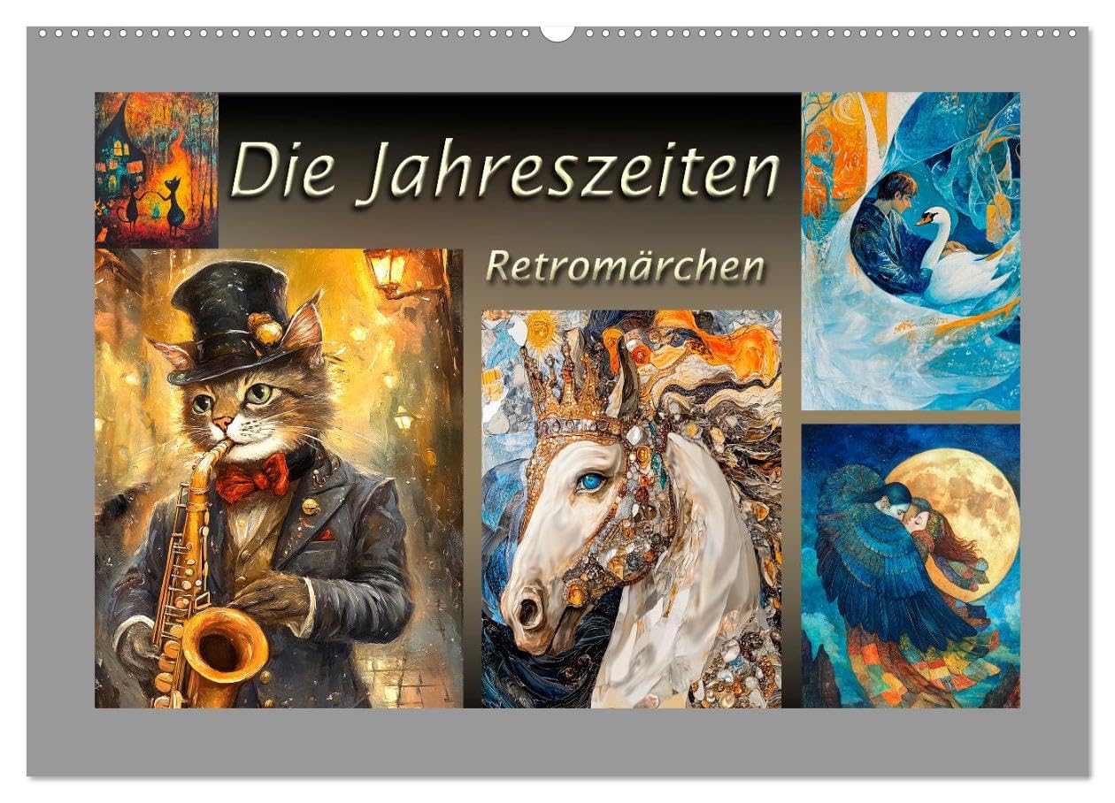 Die Jahreszeiten. Retromärchen (Wandkalender 2026 DIN A2 quer), CALVENDO Monatskalender: Ein zauberhafter Jahreszeitenkalender mit Illustrationen und ... und Englisch bei Amazon. (CALVENDO Kunst)