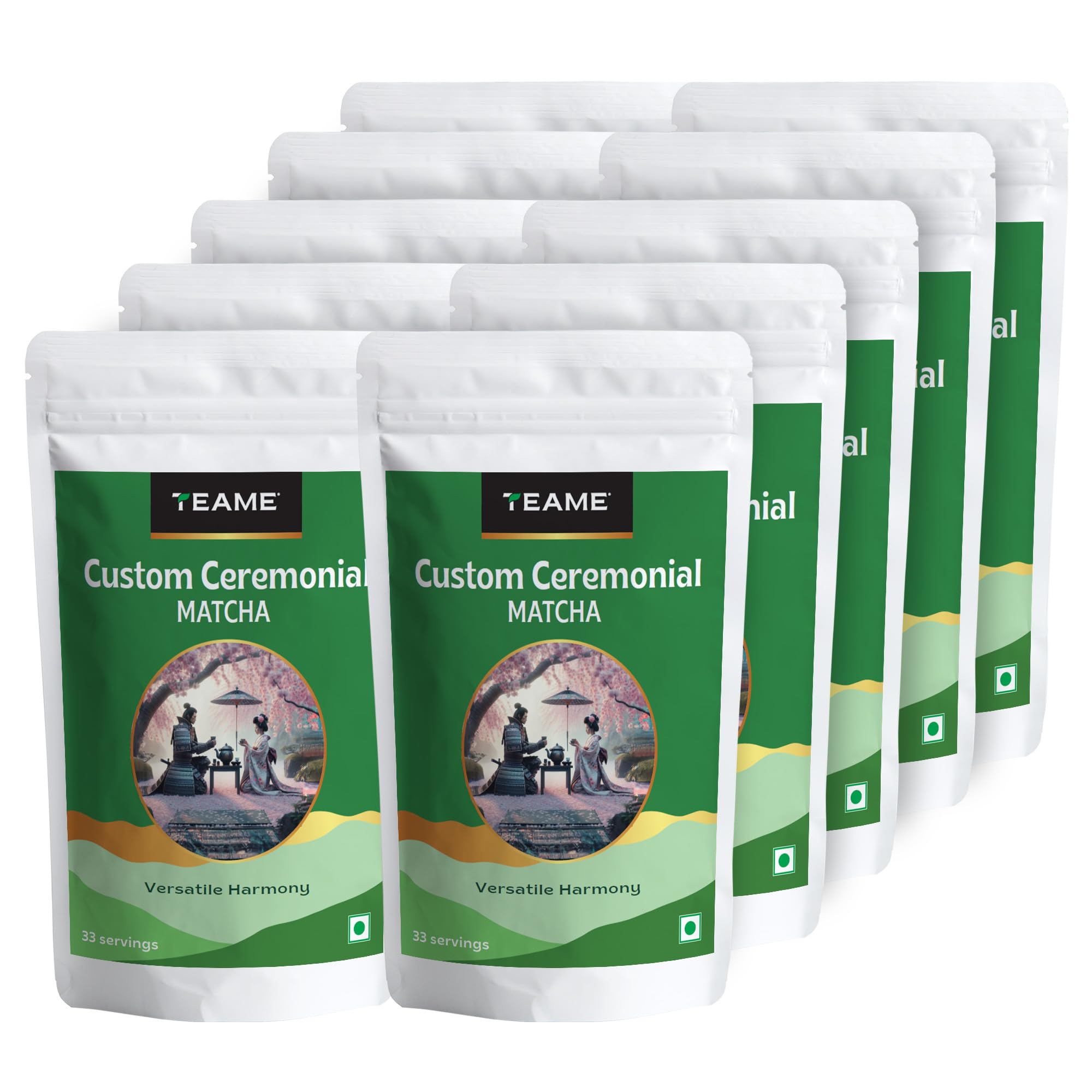 TE-A-ME Matcha Tea Powder - 500g (330 Servings) | Superfood | Custom Ceremonial Matcha Green Tea Powder | Sourced from Japan | 100% Pure Authentic with High ANTIOXIDANTS | 50g - Pack of 10 | Christmas Gift | New Year Gift
