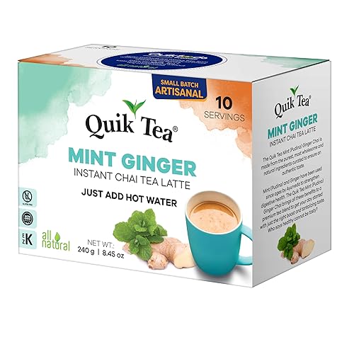 Miniatura 3 de QuikTea Instant Mint Ginger Chai Tea Latte  10 unidades, frescura crujiente de menta combinada con jengibre picante, bajo en cafeína, sin