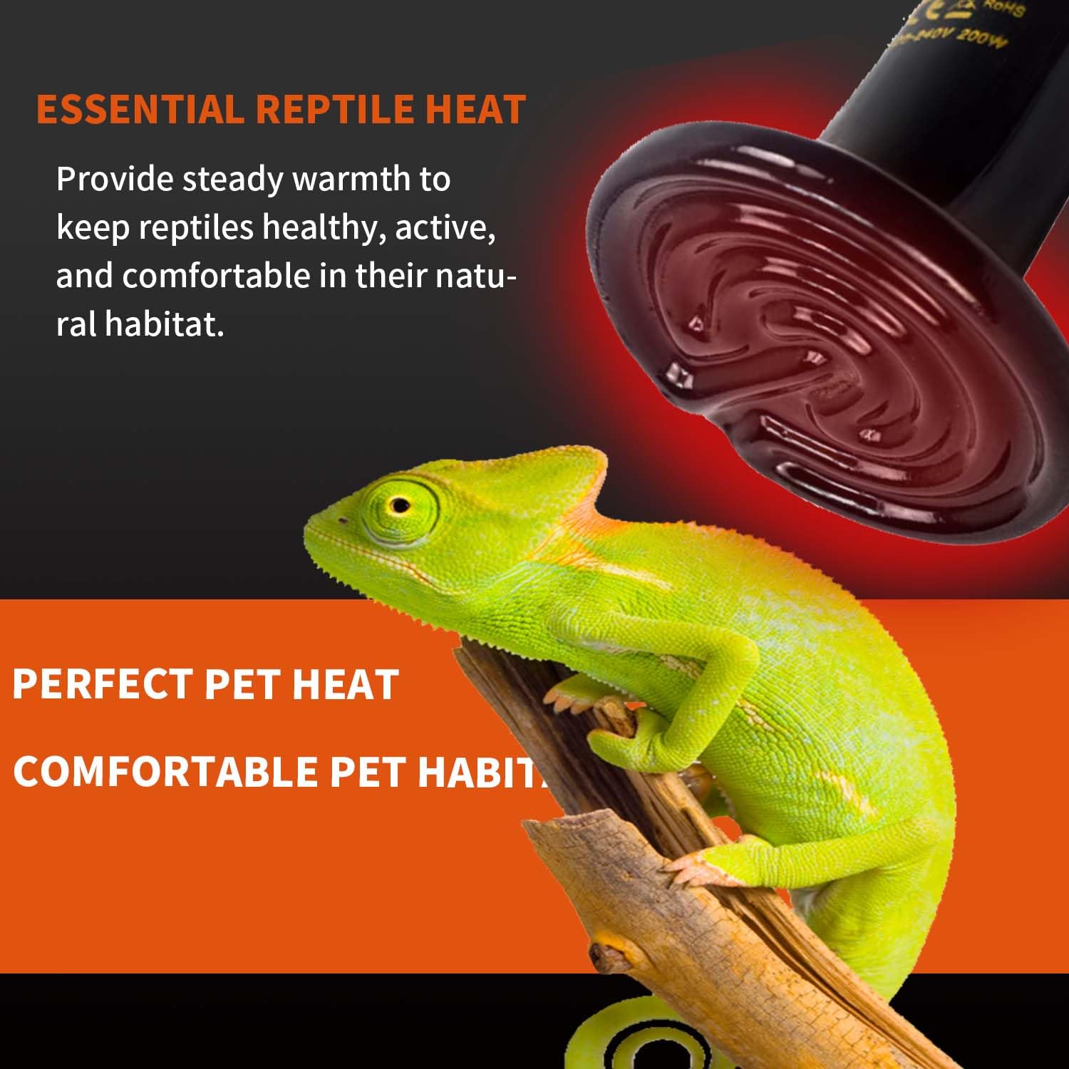 150W Reptile Heat Lamp(2 Packs)-Ceramic Heat Emitter for Reptiles Amphibian Pet Brooders Chicken Incubation, and Terrariums Turtle Lizard Bearded Dragon Snake Size E26 - image 2