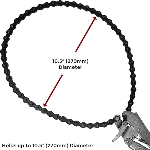 Miniatura 16 de Strong Hand Tools - VAL-PFC1024, alicates de cadena de bloqueo, cadena extraíble de 24 pulgadas, soporta tubos de hasta 6.5 pulgadas de diámetro