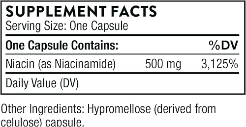 Miniatura 2 de THORNE - Niacinamida - 500 mg de niacina - Forma de vitamina B3 que no enrojece - Apoya la salud de las articulaciones, la salud de la piel y el