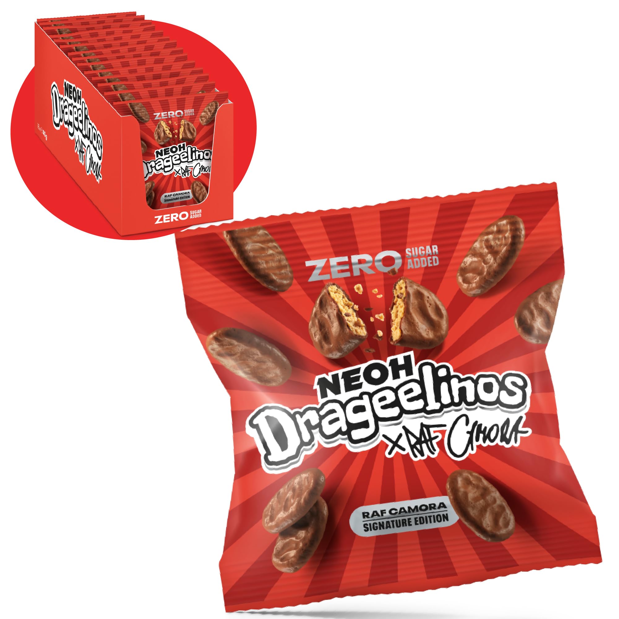 NEOH Drageelinos Schokoladenkekse | KEIN Zuckerzusatz & frei von Palmöl | 1g Zucker & 100 kcal pro Portion | Keto-freundlich, Low-Carb, ballaststoffreich | 12x60g Packung
