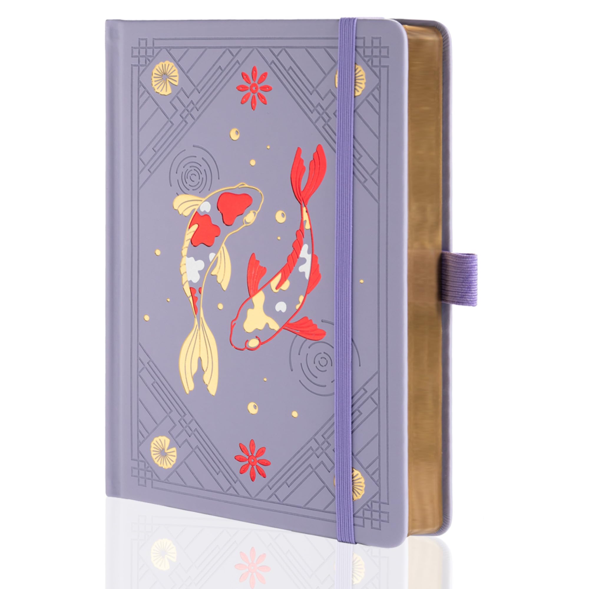 TIEFOSSI Dotted Journal Notebook, Aesthetic journal for Women & Men with Koi Fish Cover, A5 Hardcover Notebook with Ribbon, Dot Journals for Writing, Drawing, Planning, 190 Numbered Pages