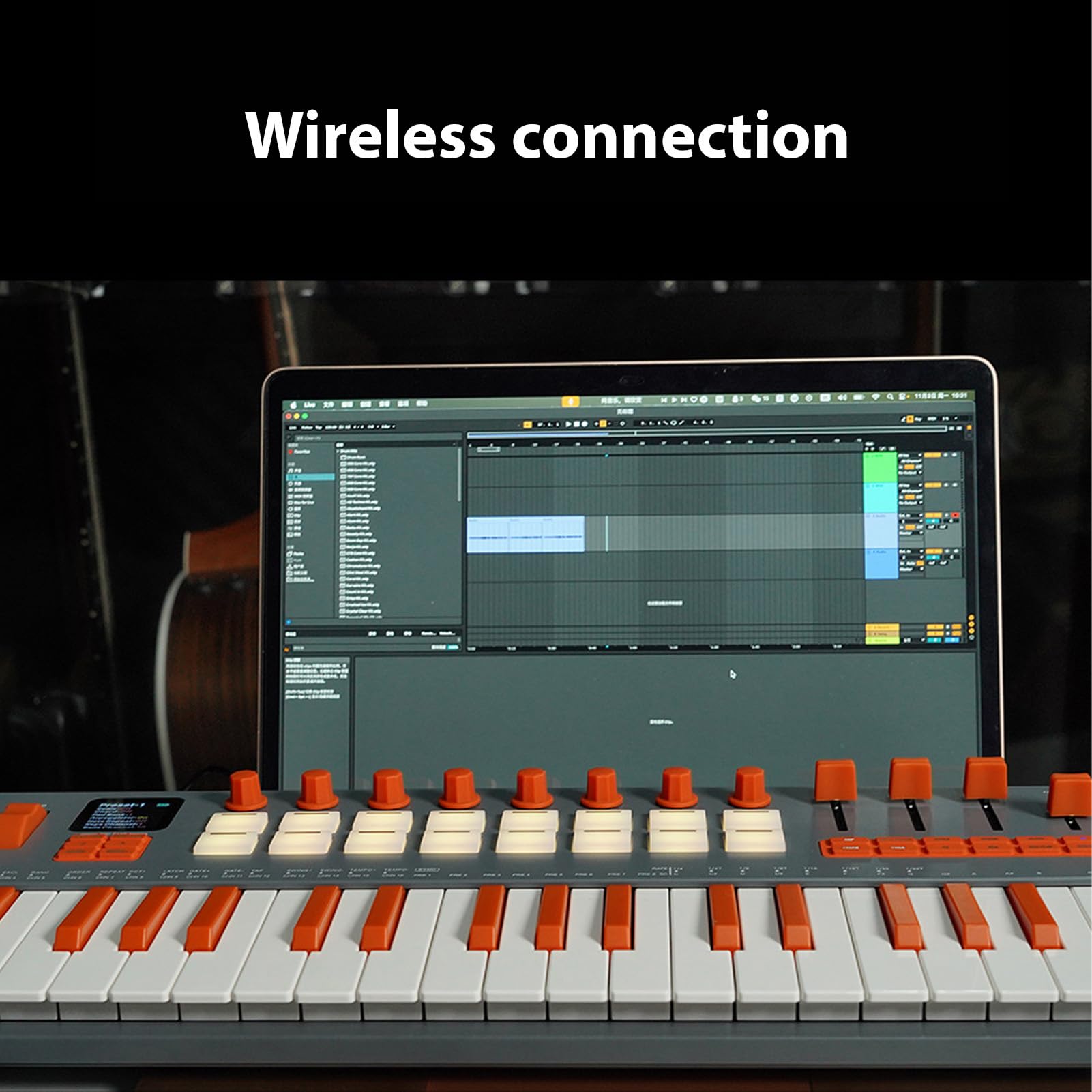 Btuty Ausdrucksstarker 37-Tasten-MIDI-Keyboard-Controller mit Synthesizer, 16 RGB-Pads, 2,4 GHz Wireless, 10-Stunden-Akku, FL Studio-Integration, DAW-kompatibel, Zonenschalttasten