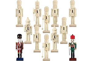 12 Pack Unfinished Wood Nutcracker Set Christmas Nutcracker for Painting and Crafting DIY Craft Kits