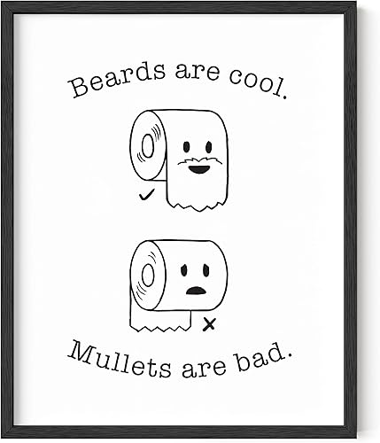 Miniatura 113 de HAUS AND HUES Decoración Divertida de Baño – Arte de Pared de Barba y Mullet, Letrero Humorístico de Baño, Impresión de Pared Divertida para Baño o