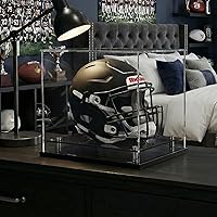 Vista 2 de Caja de exhibición de casco de fútbol de tamaño completo, caja de exhibición de casco acrílico con base de acrílico negro, caja de exhibición