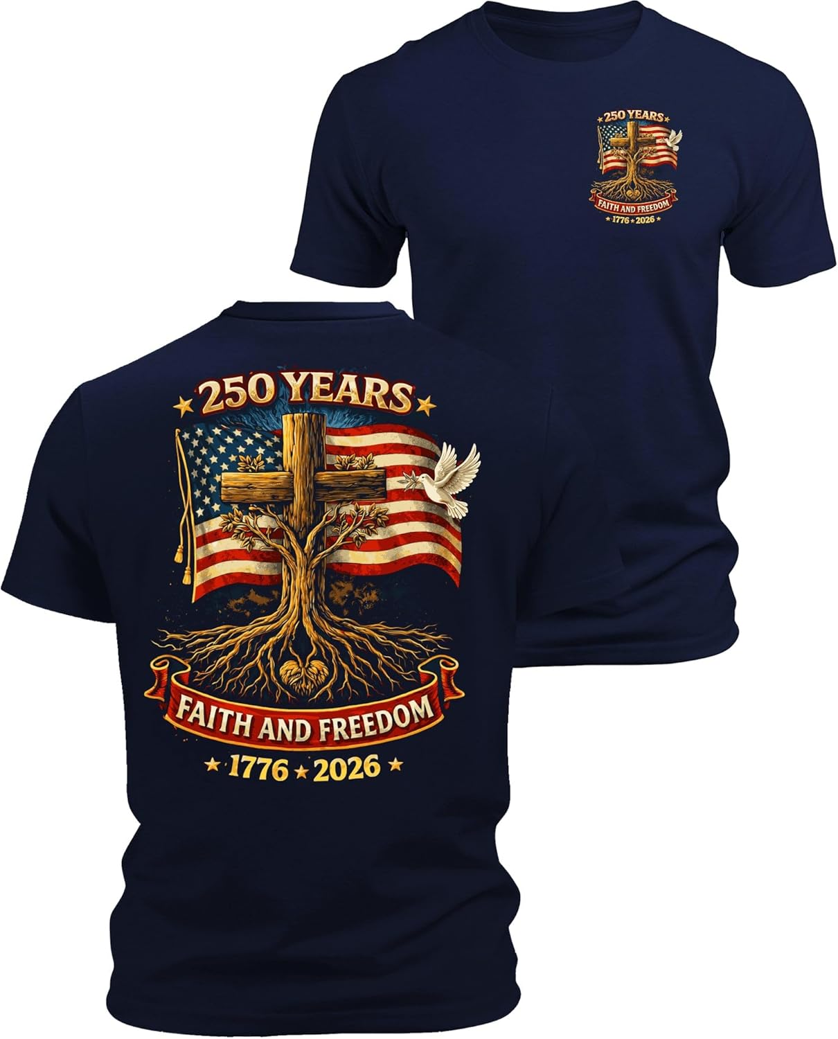 250 Anniversary USA Shirt Crewneck Pullover Tops Men's Tshirts Shirts Short Sleeve T Shirt America Crew Neck Tee