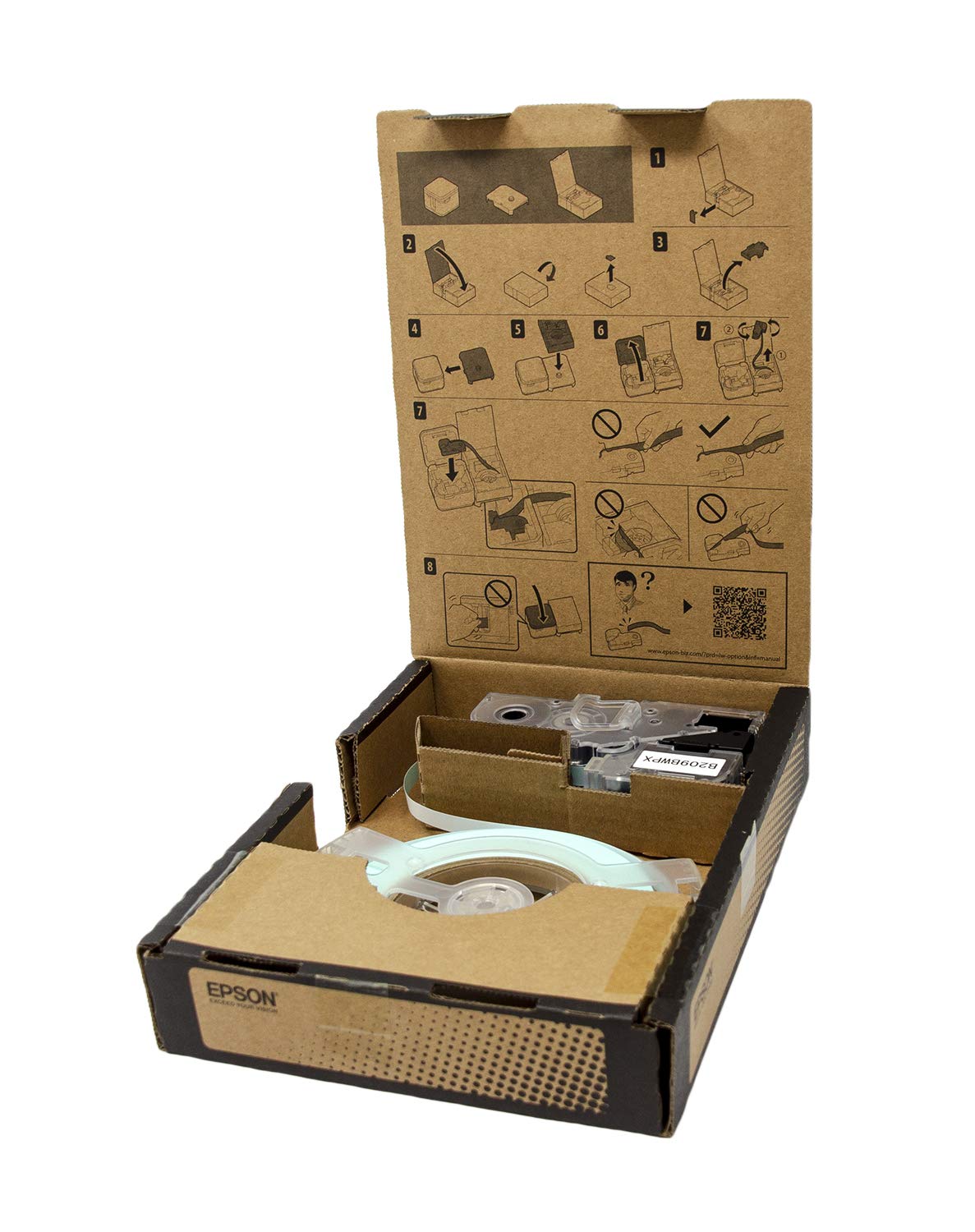 Epson LABELWORKS B209BWPX Genuine Bulk Continuous PET (Polyester) Tape - Black on White Standard Industrial Label Maker Tape - 3/8" (9MM) Wide, 147.6