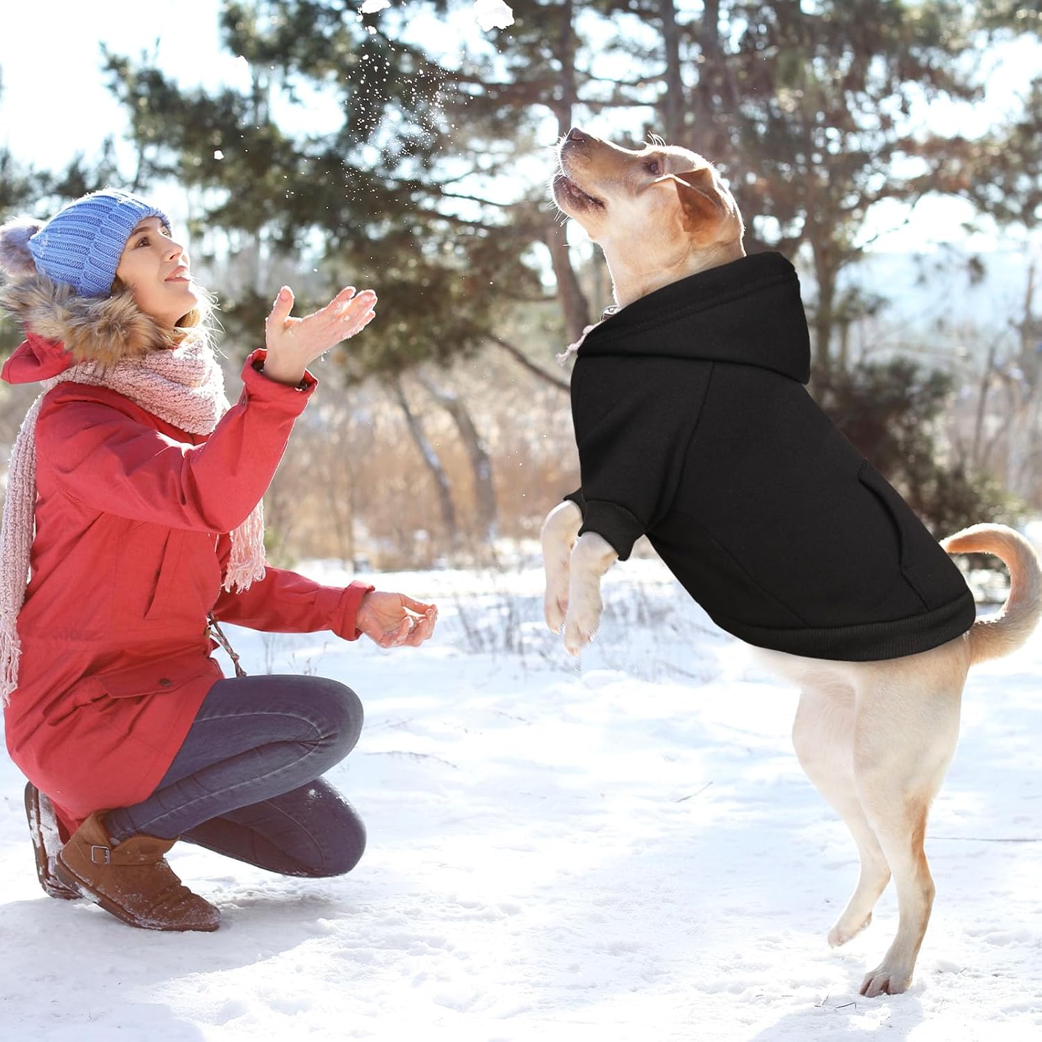 5XL Dog Sweaters for Large Dogs,Extra-Large Dog Hoodie,Cozy Fleece Interior Sweatshirt with Hood & Pocket,Leash Hole,Pet Clothes Sweater Hoodie for Large Dogs,Black&5XL - Image 6