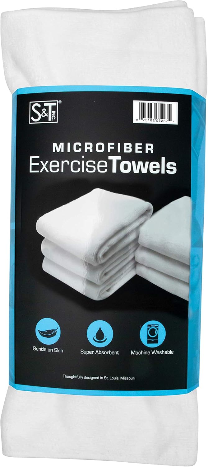 S&T INC. Microfiber Fitness Exercise Gym Towels, 360 GSM, 6 Pack, 16-Inch x 27-Inch (Light Grey) : Sports & Outdoors