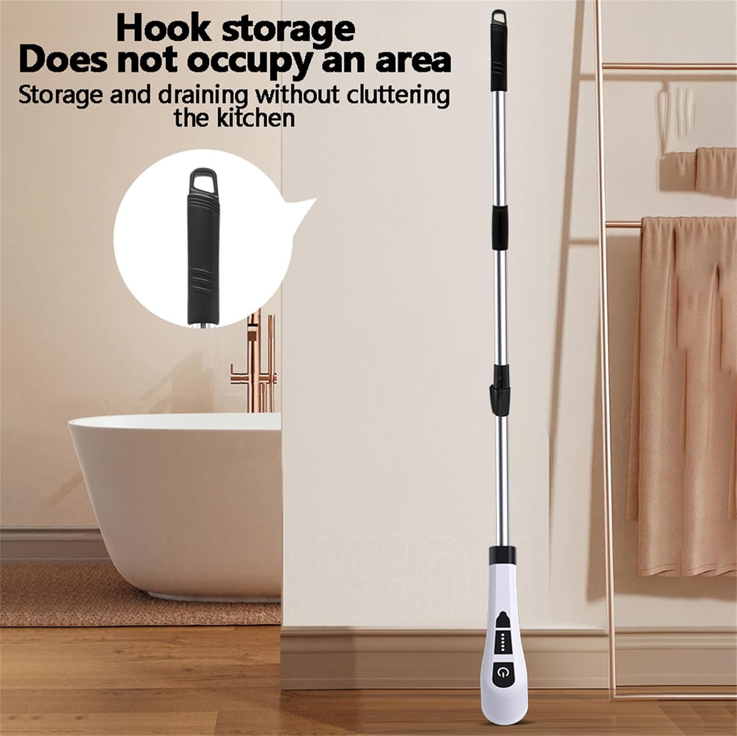 Electric Spin Scrubber,Portable Detachable Bathroom Cleaning Brush with Long Handle & 7 Replaceable Heads for Bathtub Tile Floor White