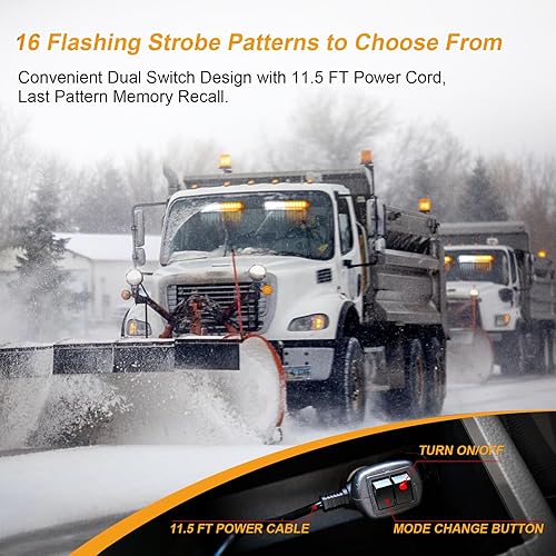 Miniatura 4 de LUMENIX Barra de luces estroboscópicas de emergencia LED de 2 x 12 pulgadas para asesor de tráfico, parabrisas de ventana delanteratrasera, barra de