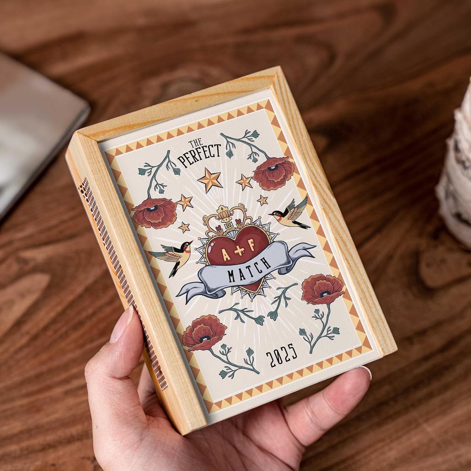 Bespoke Luxury Match Wooden Boxes, Engagement Keepsakes, 4 * 3 * 1 inch