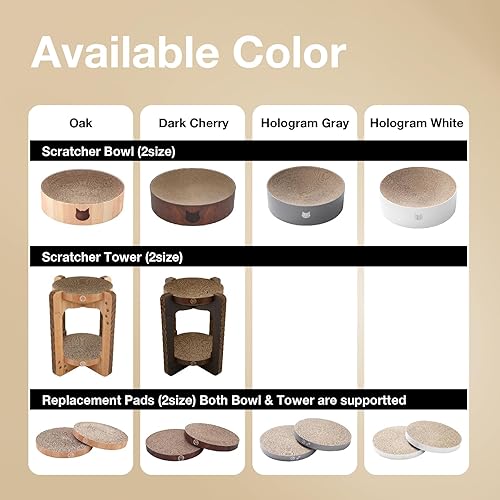 Miniatura 2 de Necoichi Acogedor cuenco rascador para gatos, papel 100% reciclado, materiales sin químicos, número 1 en venta en Japón (torre roble), regular)