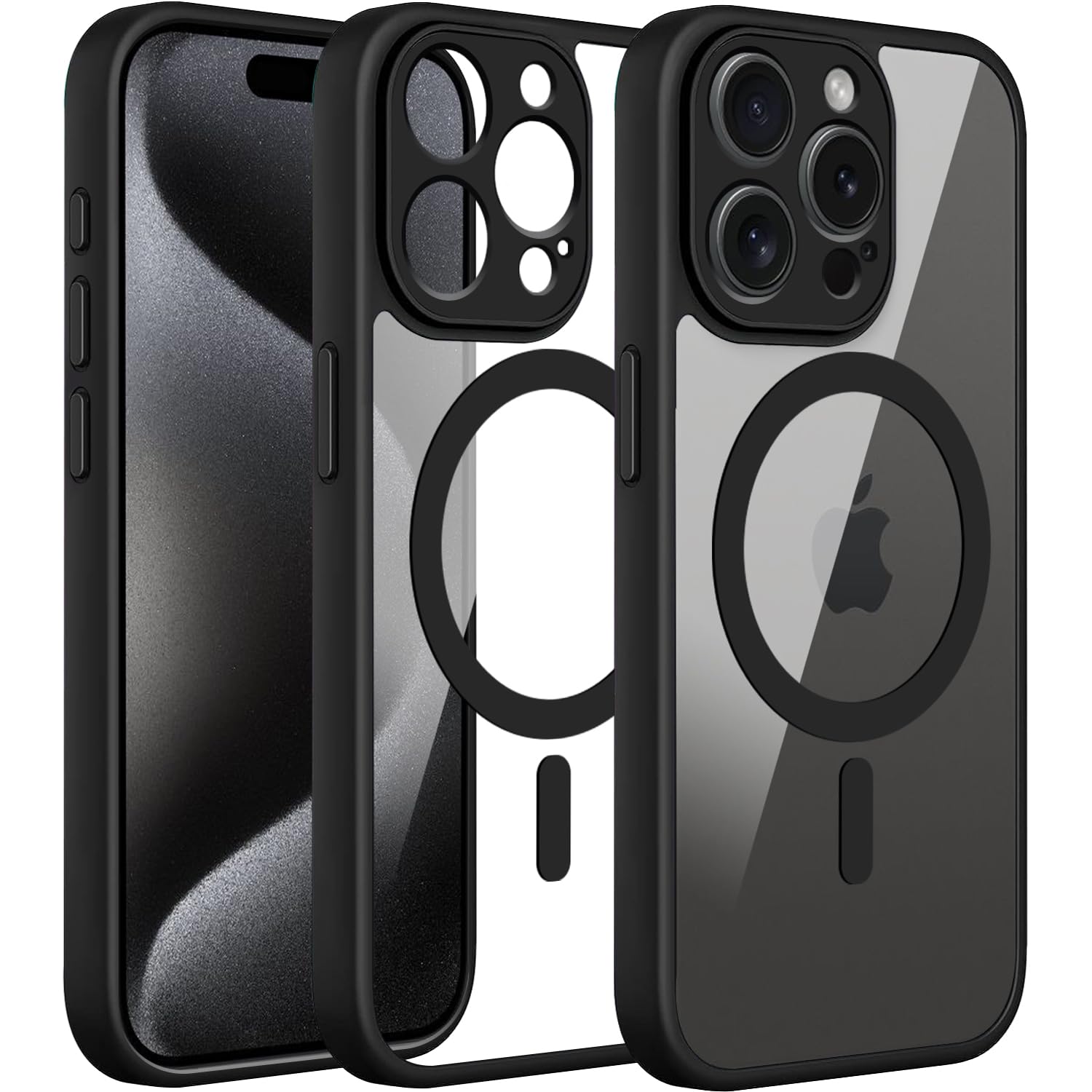 Amozo Mag-Safe Case for iPhone 15 Pro Max Cover | Transparent Ultra Hybrid Drop and Full Camera Protection Back Cover Case Compatible for iPhone 15 Pro Max (Polycarbonate) (Black) (B0CPPVD929) Amazon Price History, Amazon Price Tracker