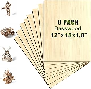 Basswood Sheets 3 mm(12"x18"x1/8") (8)