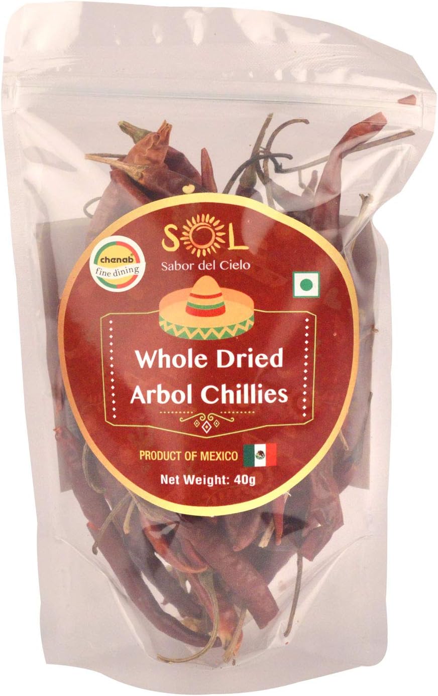 Sol Whole Dried Arbol Chillies with stem, 40 grams