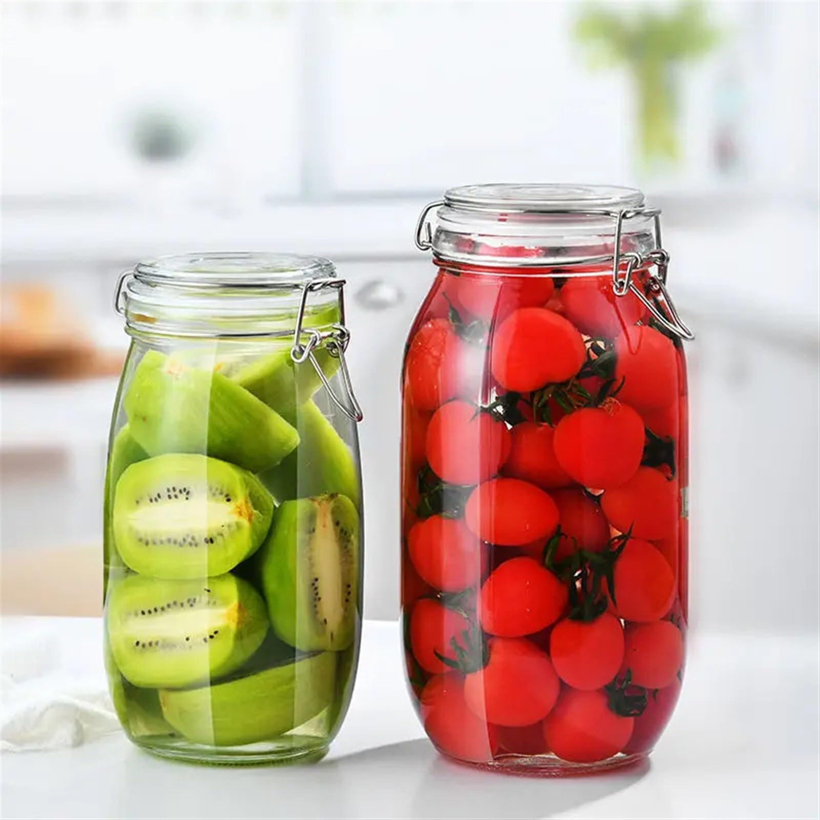 Marmeladengläser Glasflasche versiegelt Glas for Küche Lebensmittel Pickle Obst Konserven transparent Big Mouth Marmelade Flasche Vorratsglas Haushalt Einmachgläser(Square bottle-07)