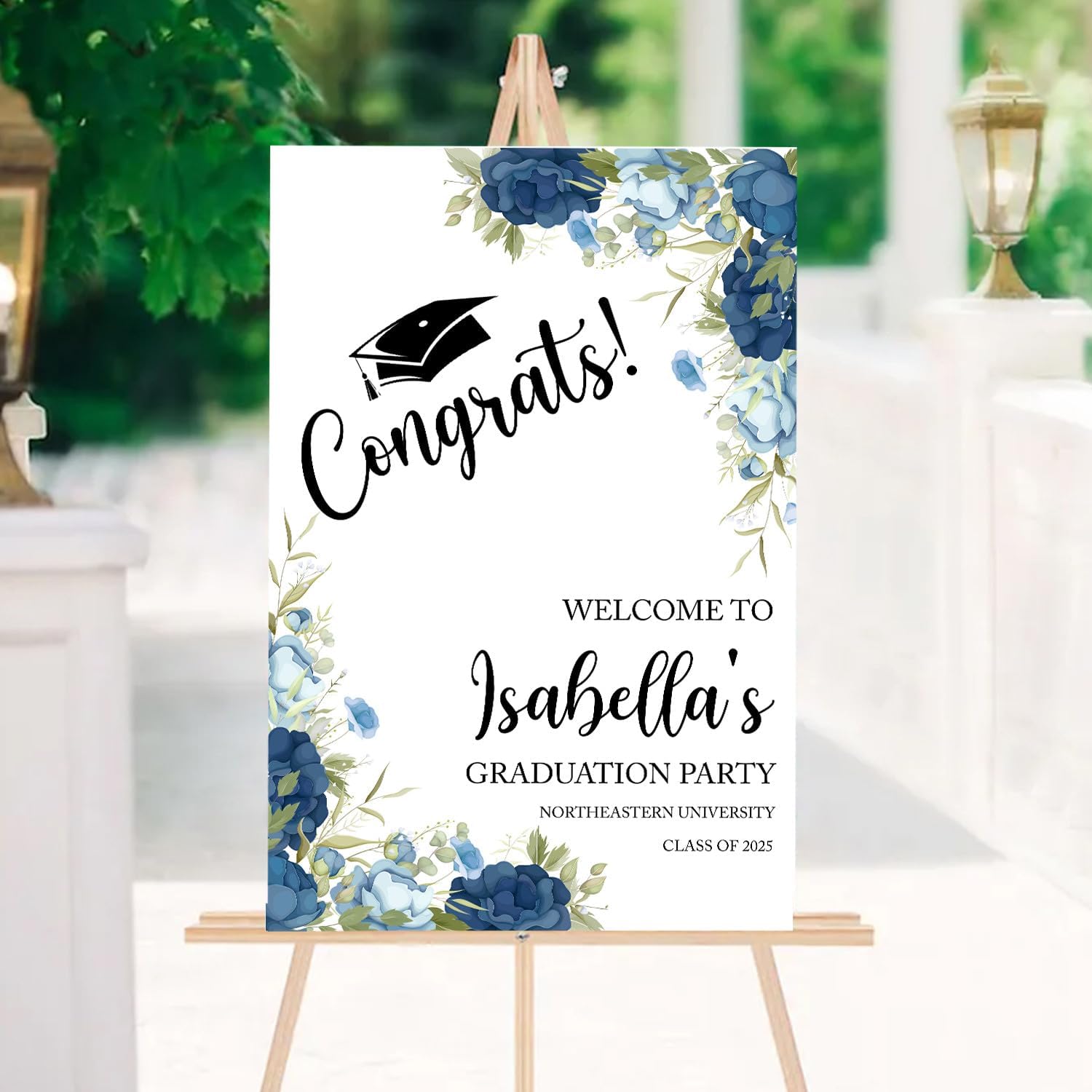 Graduation Party Welcome Sign, Custom Graduation Welcome Sign Hydrangea, Blue Floral Graduation Sign, 2026 Graduation Decor, Grad Party Sign, Graduation Decorations Senior 2026 Yard Sign