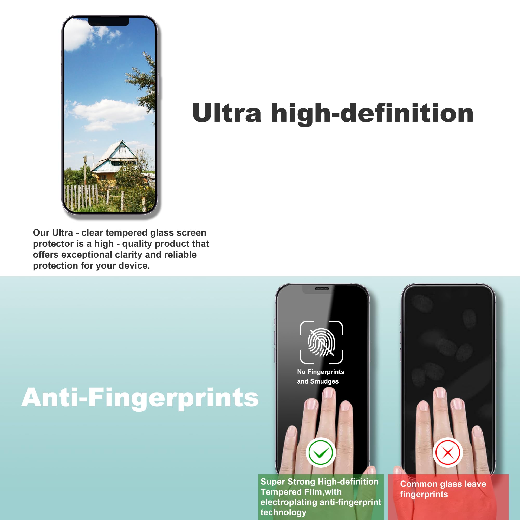 2 sztuki folii ochronnej na wyświetlacz ze szkła hartowanego do iPhone 12 i iPhone 12 Pro 6,1 cala, automatyczne usuwanie kurzu, bez pęcherzyków powietrza, wysoka rozdzielczość, łatwa