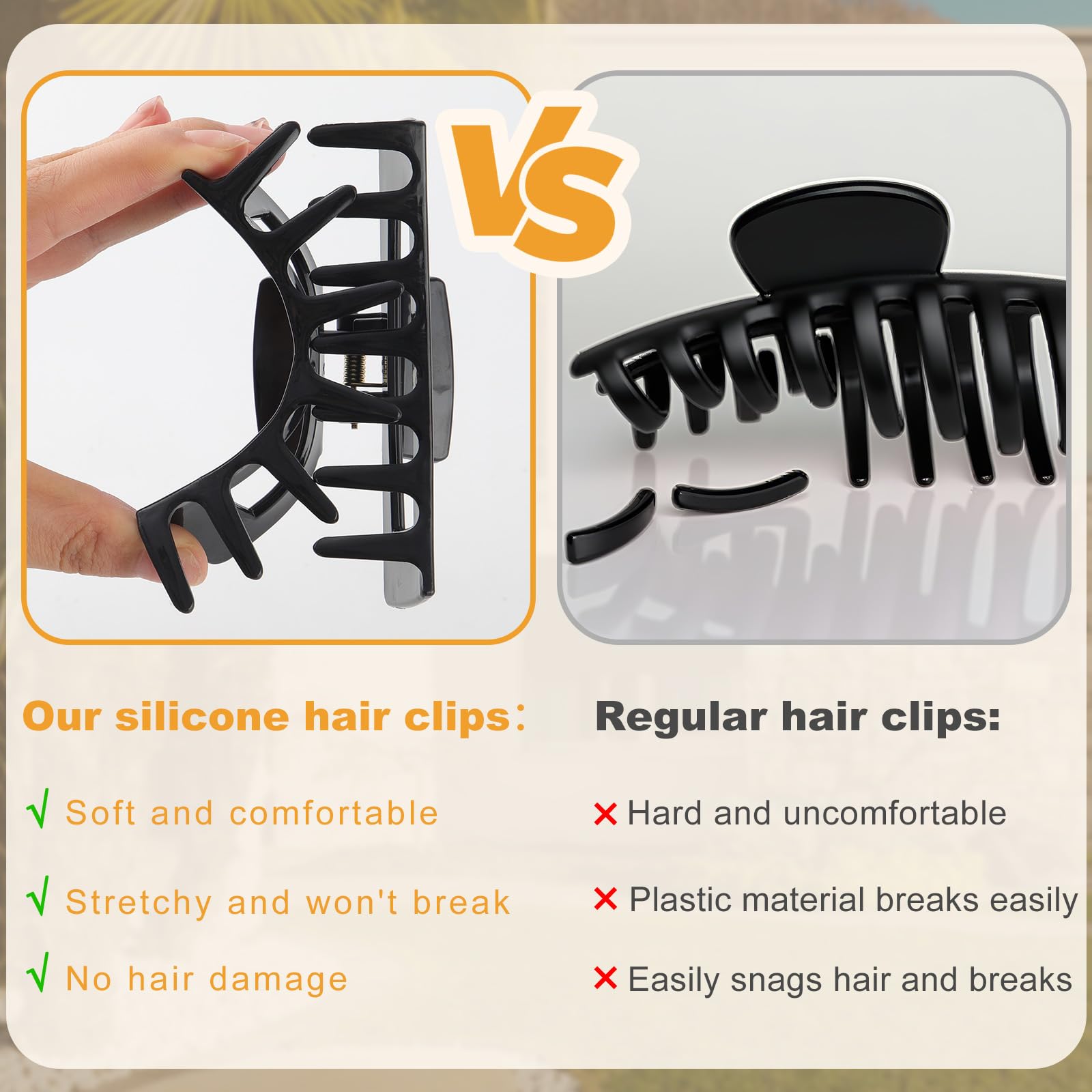 Amazon.com: 3 PCS Silicone Flexible Hair Claw Clips for  display picture 2