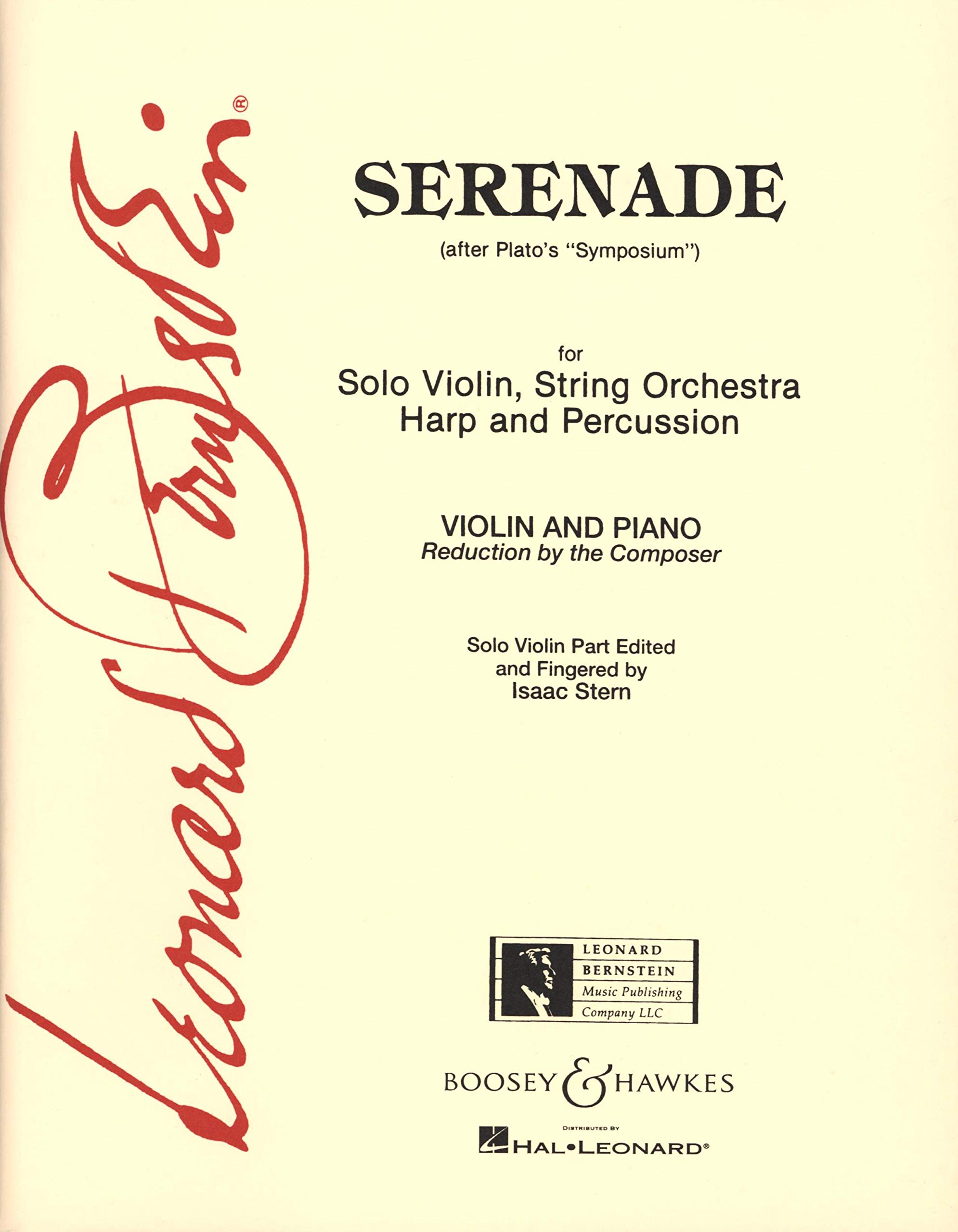 Serenade: after Plato's "Symposium". Violine, Streichorchester, Harfe und Schlagzeug. Klavierauszug mit Solostimme.