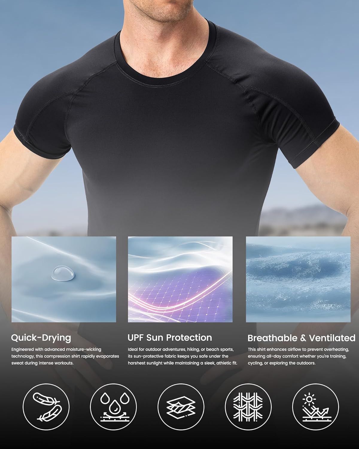 Short Sleeve Compression Shirt Men Athletic Gym Cool Dry Base Layer Workout Tops Slim Fit Undershirts T-Shirt - Image 5