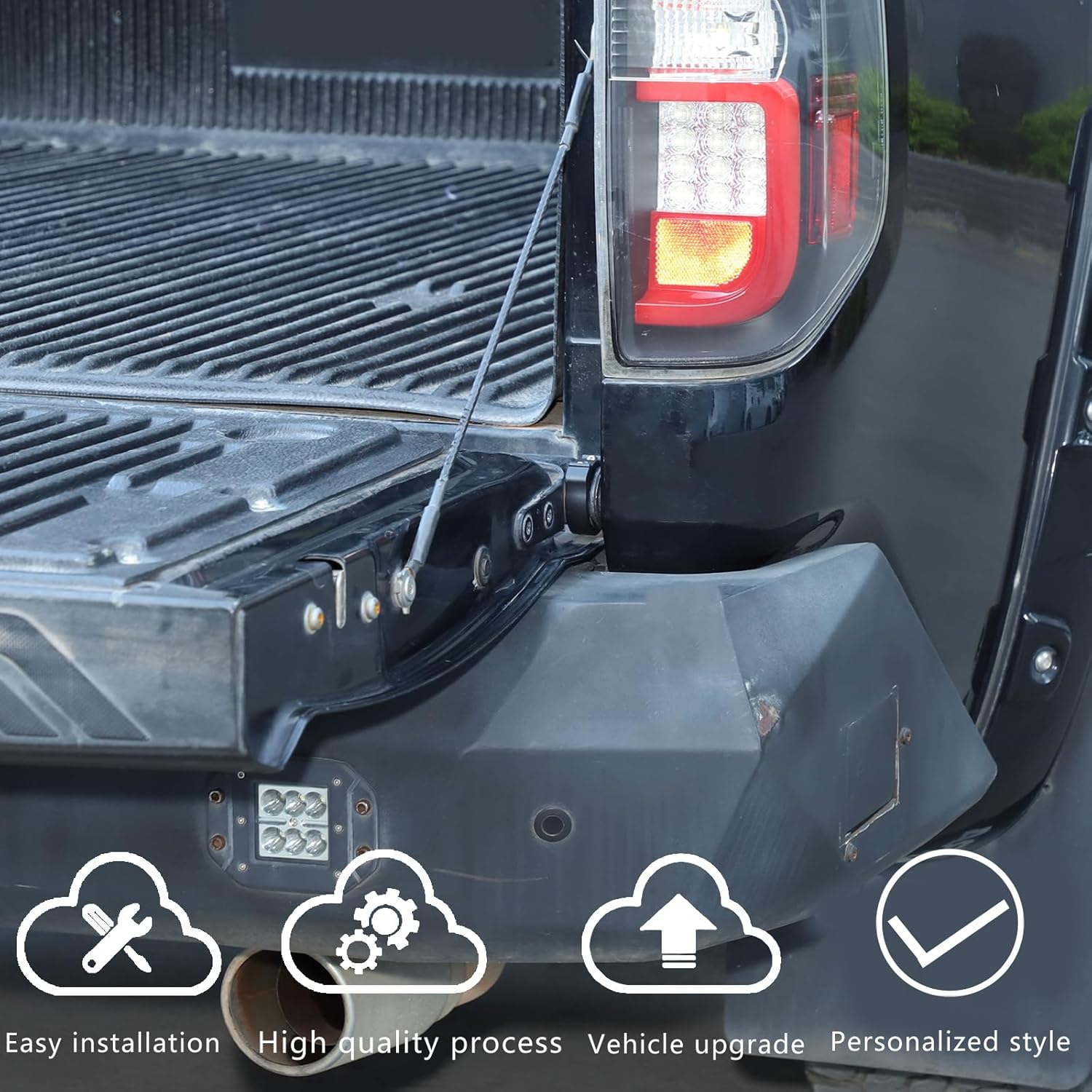 Car Tailgate Anti-Theft Lock Compatible with Toyot@ Tundra 2007-2021，Aluminum Tailgate Security Device Truck Bed Tail Gate Lock Accessories (Black)