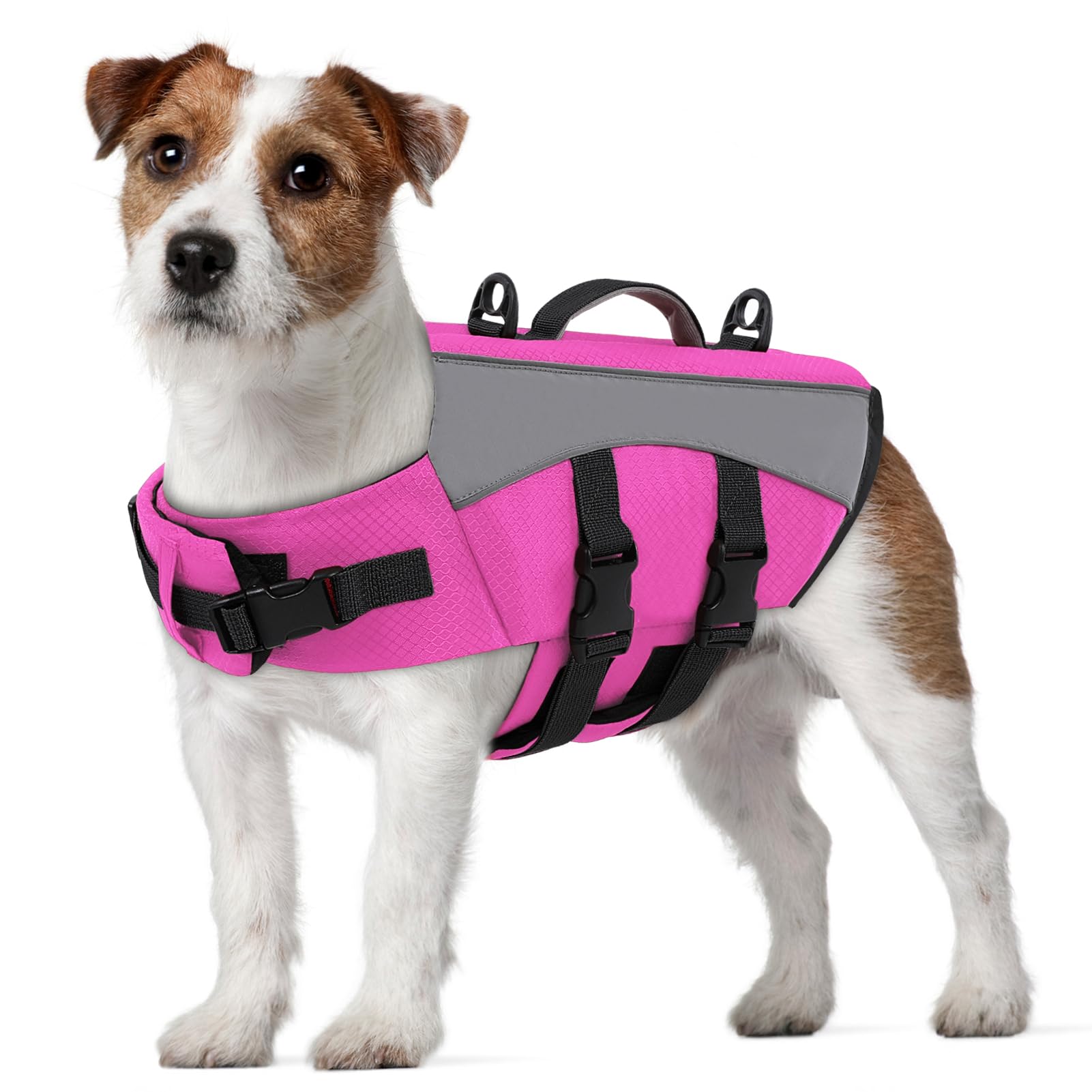 CITÉTOILE Giubbotto Salvagente per Cani - Giacca Galleggiante Riflettente con Maniglia, Galleggianti e Cinture Regolabili per Sicurezza in Acqua, Piscina, Rosa, S