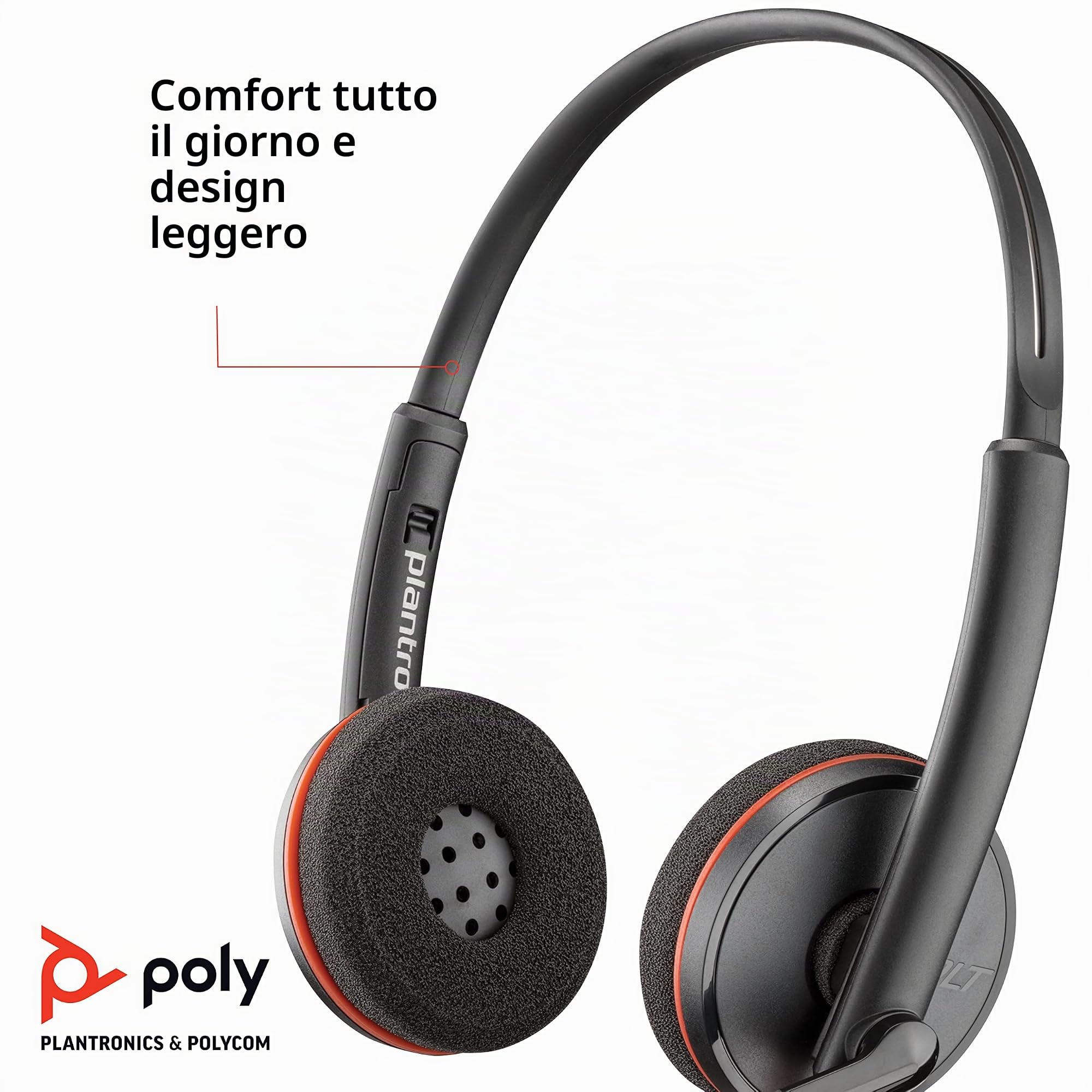 Plantronics - Blackwire 3220 - Cuffie cablate a doppio orecchio (stereo) con microfono a braccio - USB-C per la connessione a PC o Mac