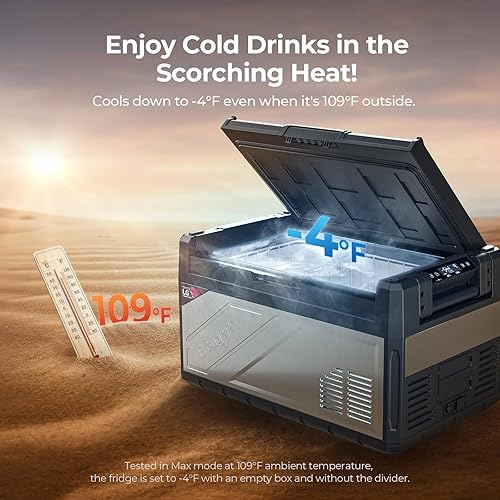 Miniatura 3 de BougeRV Refrigerador portátil de 12 voltios, refrigerador Rocky V2.0 de doble zona de 41 cuartos de galón con control de aplicación, enfriador de