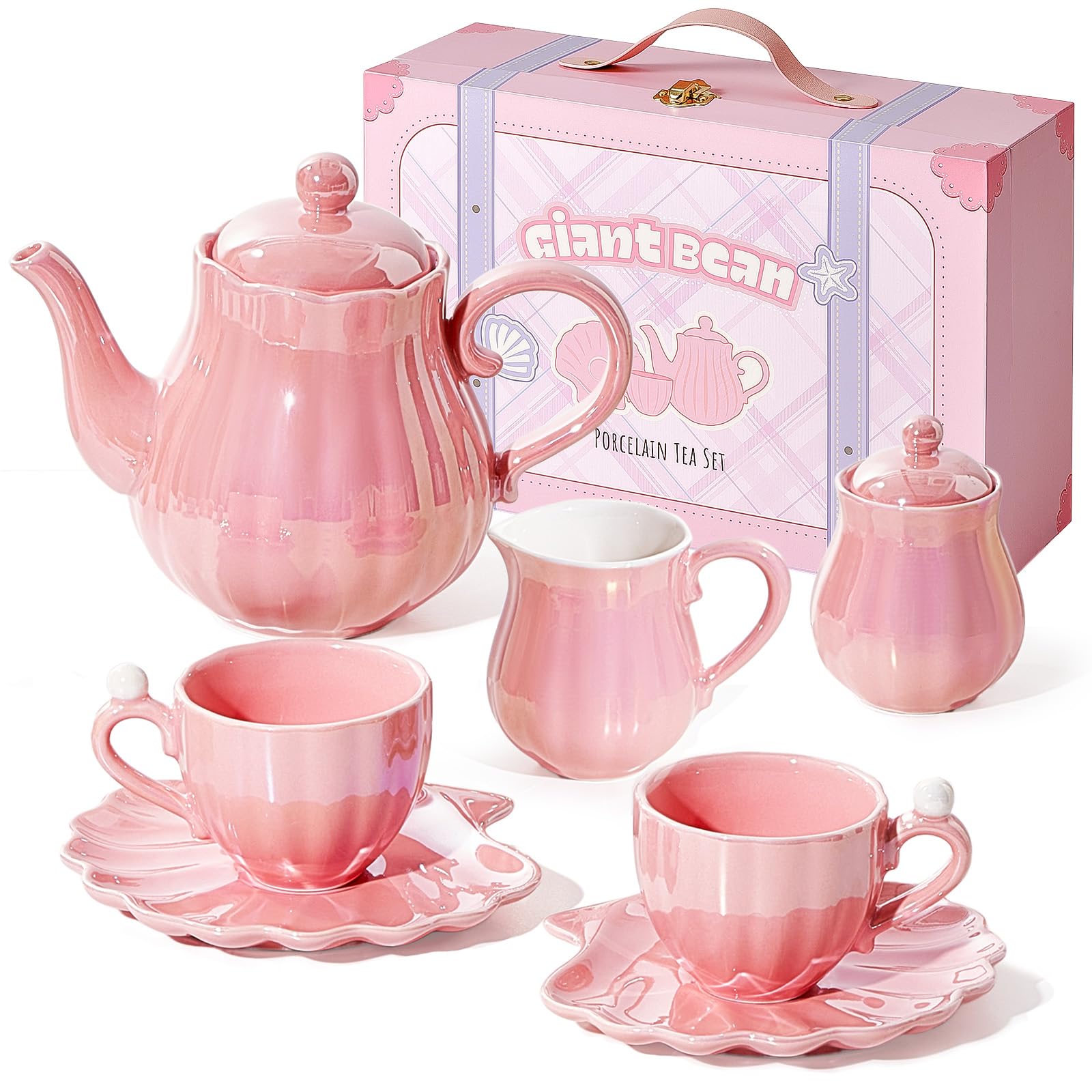 Pink Play Tea Cup Set Children's Porcelain Tea Sets For Porcelain
