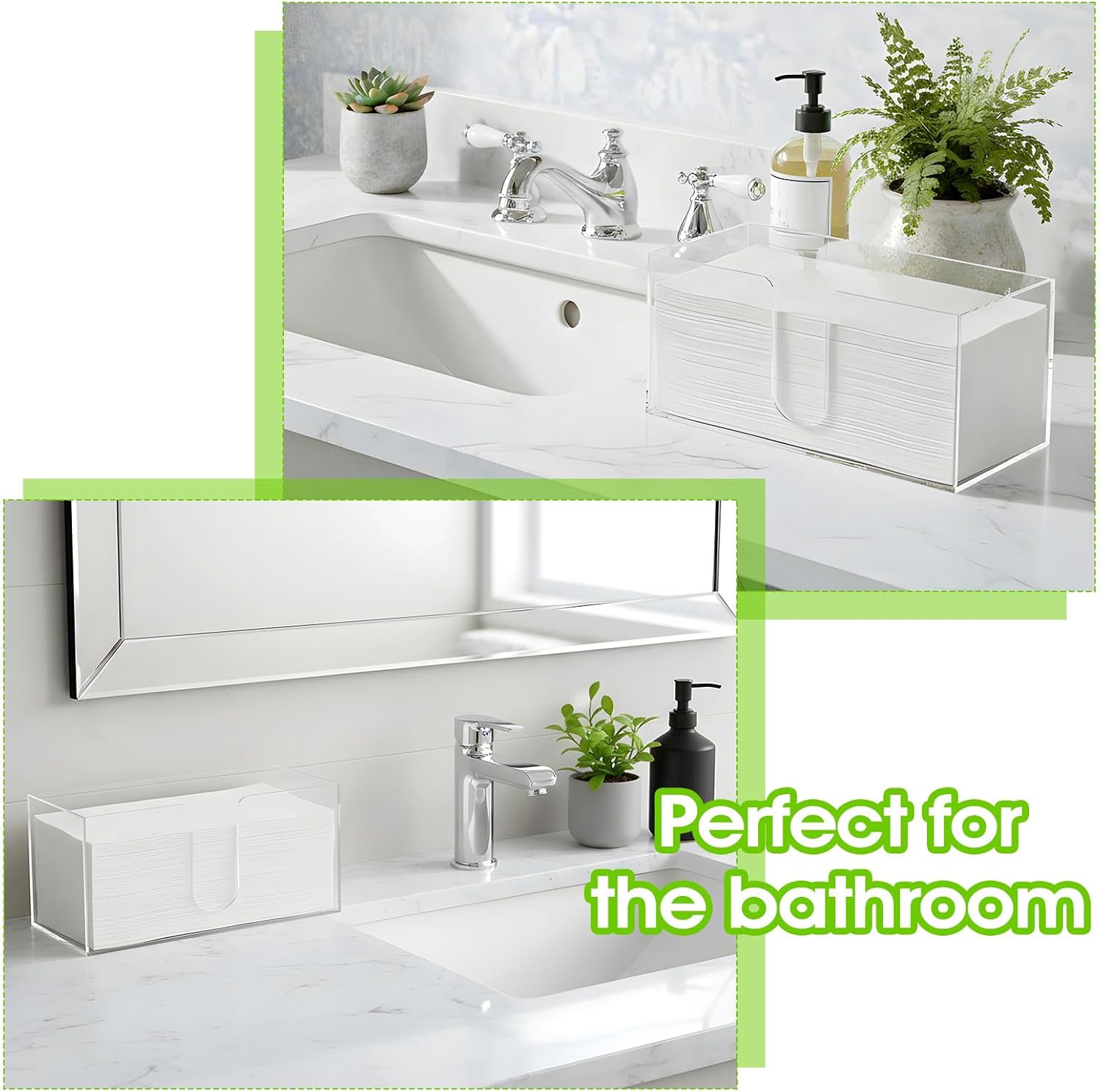 2 Pcs Acrylic Paper Towel Holder Acrylic Countertop Paper Towel Dispenser Folded Clear Trifold Napkin Holder, Suitable for Z-fold, C-fold or MultiFold Papers Towels for Bathroom, Toilet, Kitchen - Image 5