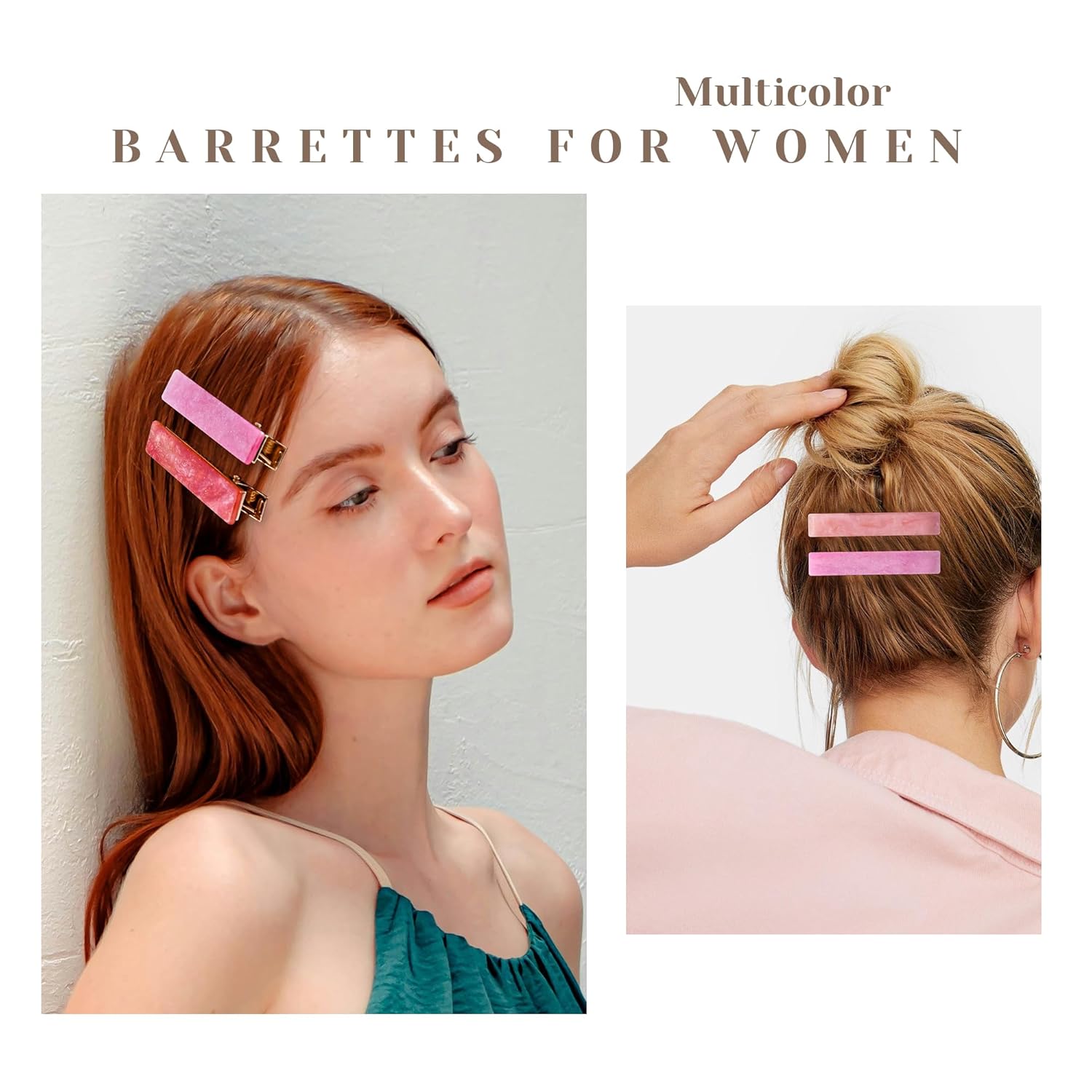 12 PCS Acrylic Resin Alligator Barrettes For Women Small Cute Clips For Thick Thin Hair Fashion Decorative Accessories,Sparkling Beige Gradient Pink - Image 6