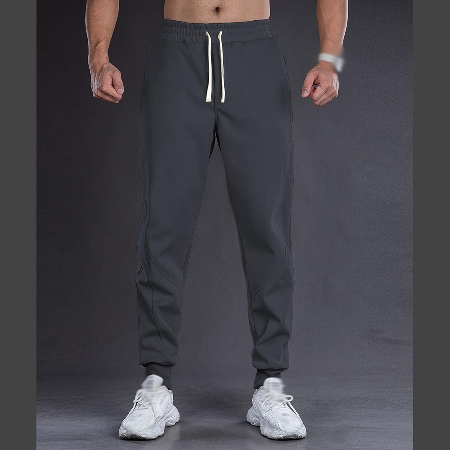 Cambkatl Men's Cotton Joggers Loose Lounge Pants - Stretch Elastic Waist Outdoor Athletic Casual Sweatpants with Pockets