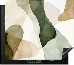 Induction Hob Mat Cover 59 x 52 cm Kitchen Hob Cover Protector for Japandi Induction Hob – Abstract – Green